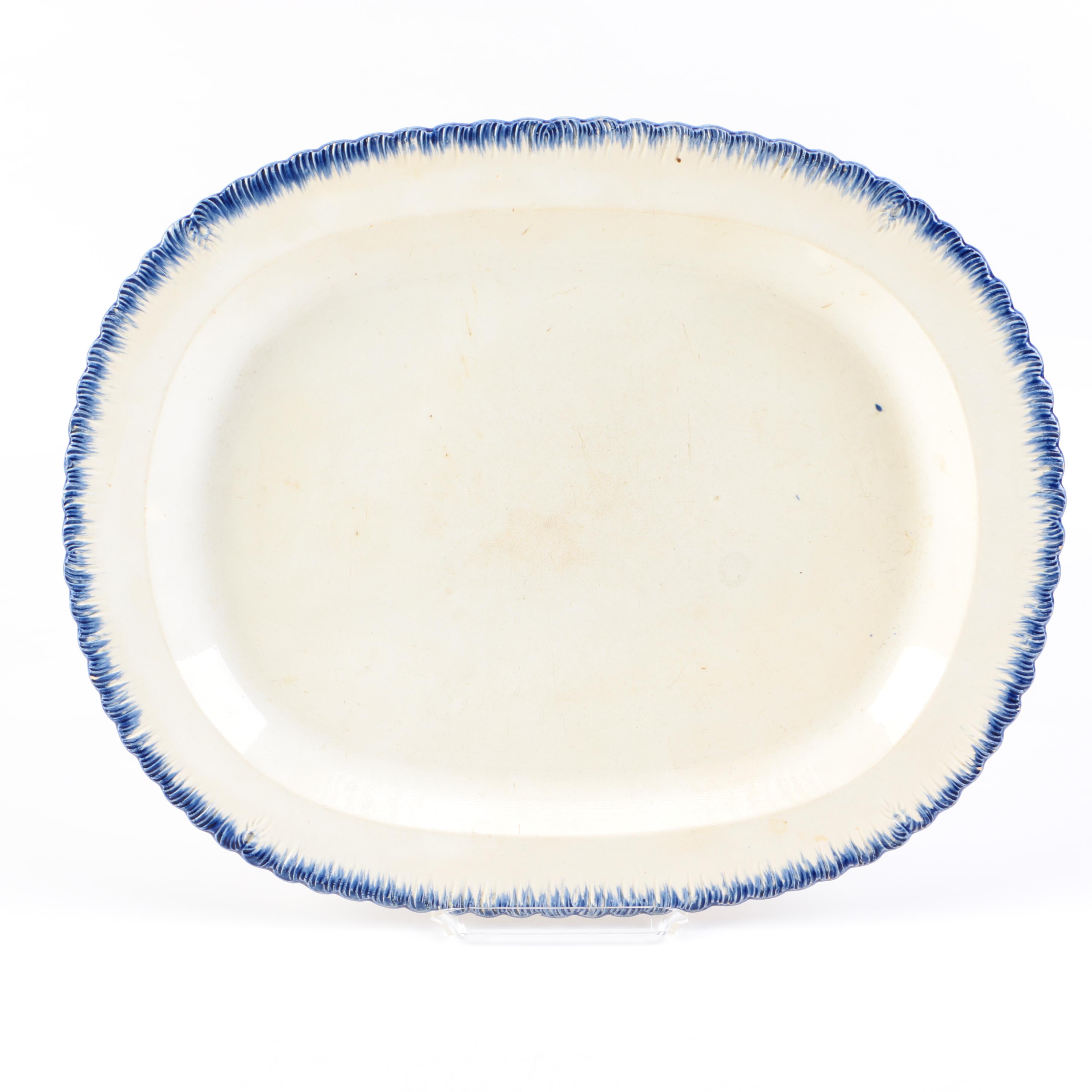 Antique Blue Feather Edge Platter English Ironstone