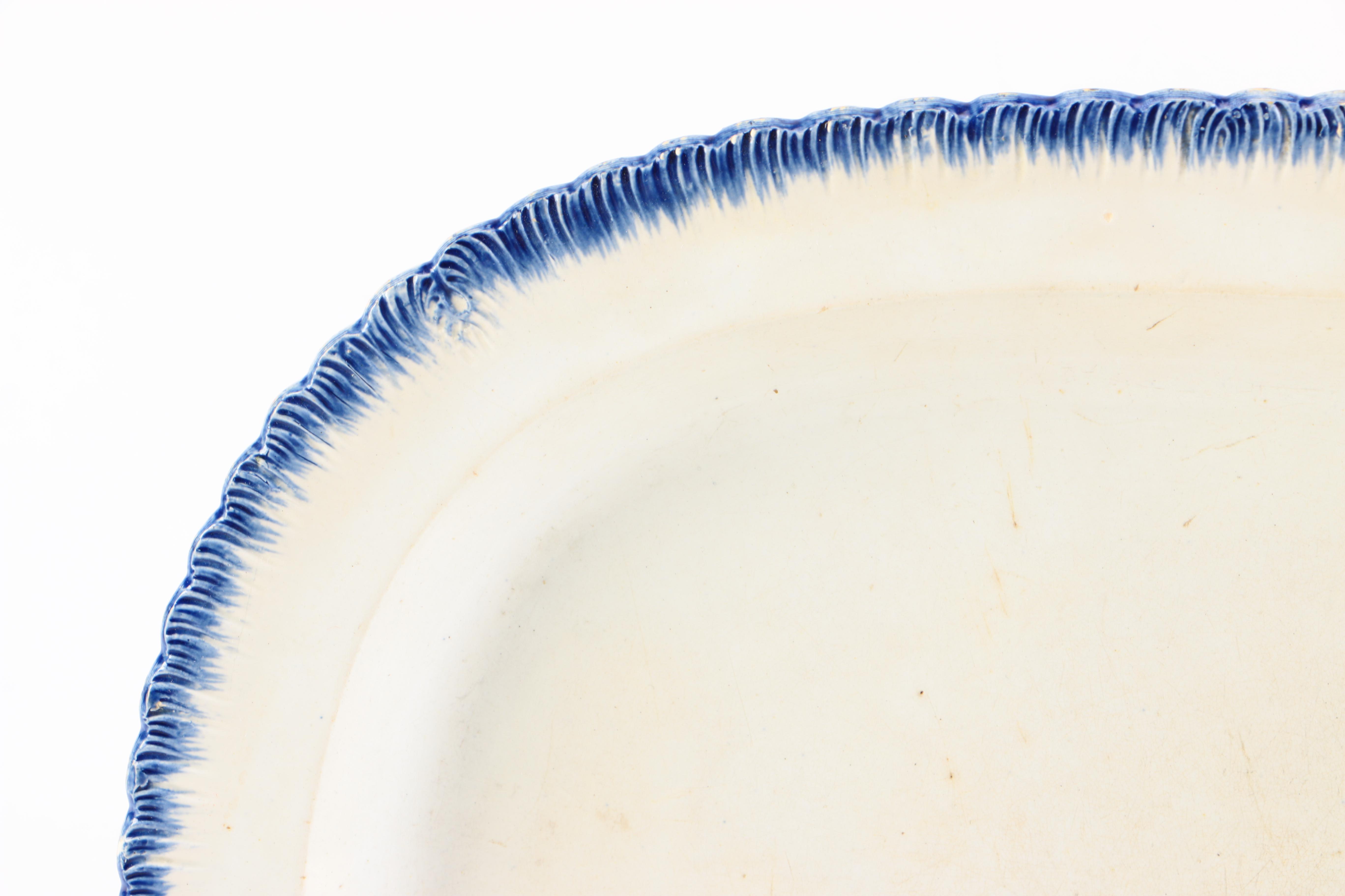 Antique Blue Feather Edge Platter English Ironstone