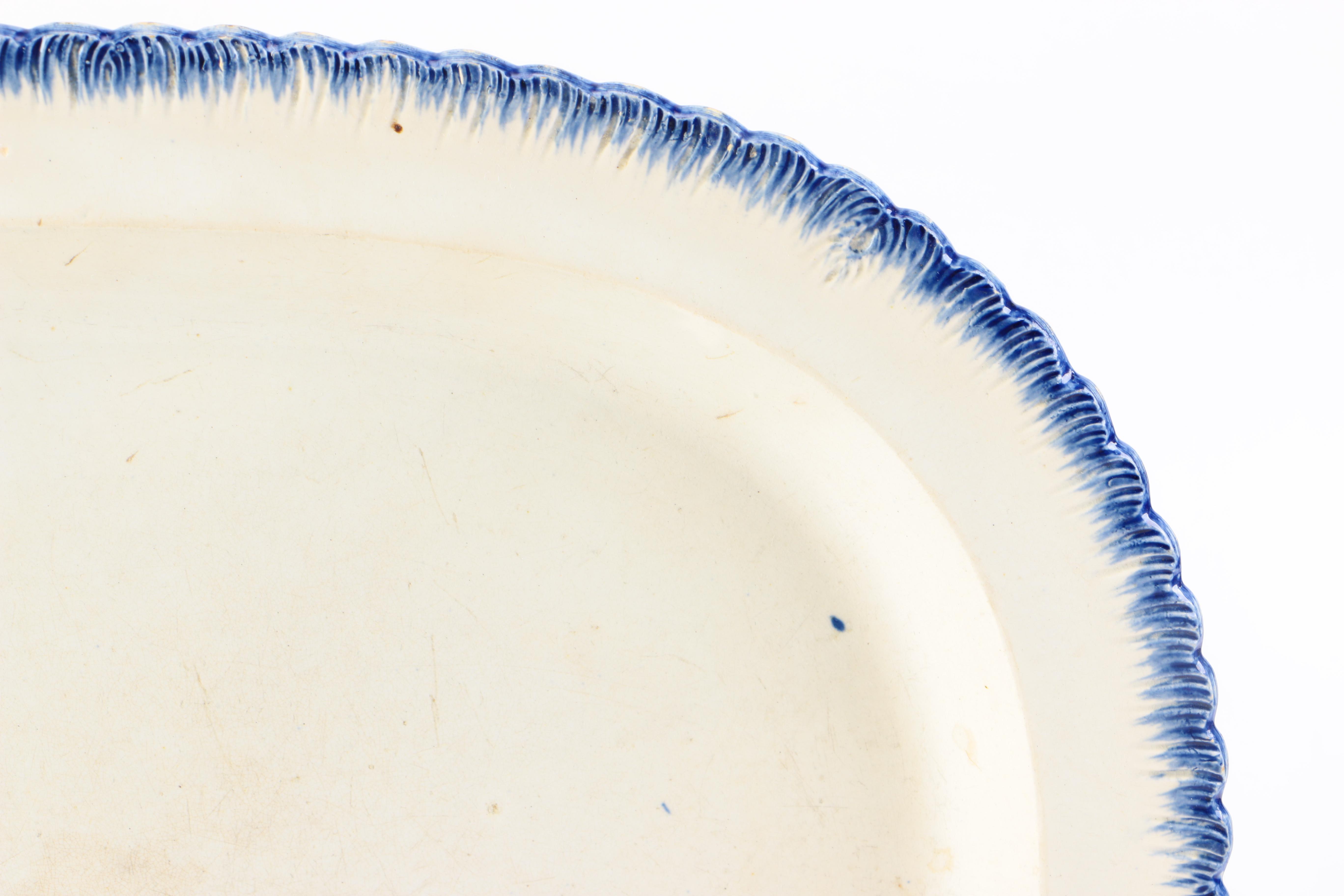 Antique Blue Feather Edge Platter English Ironstone