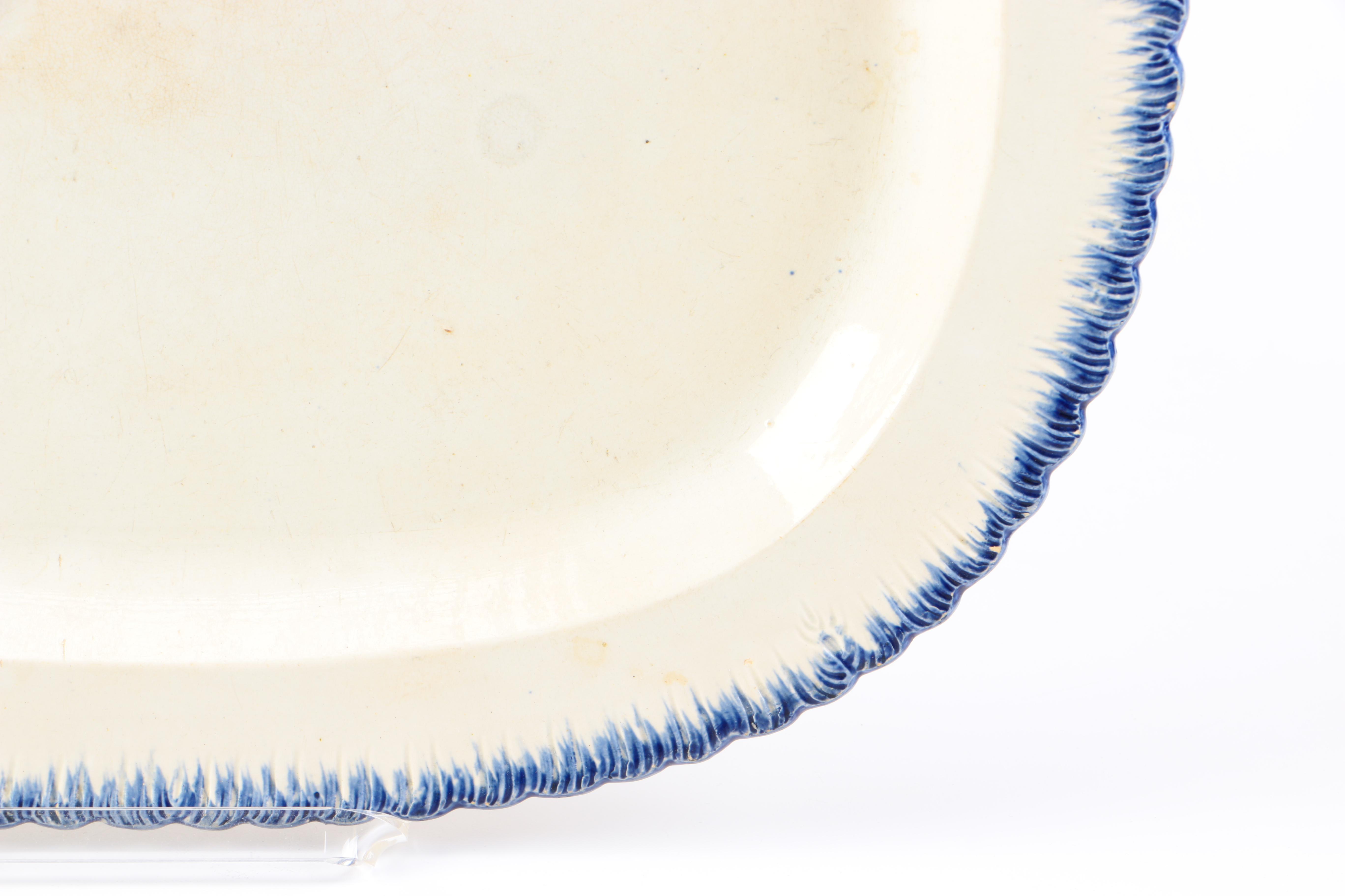 Antique Blue Feather Edge Platter English Ironstone