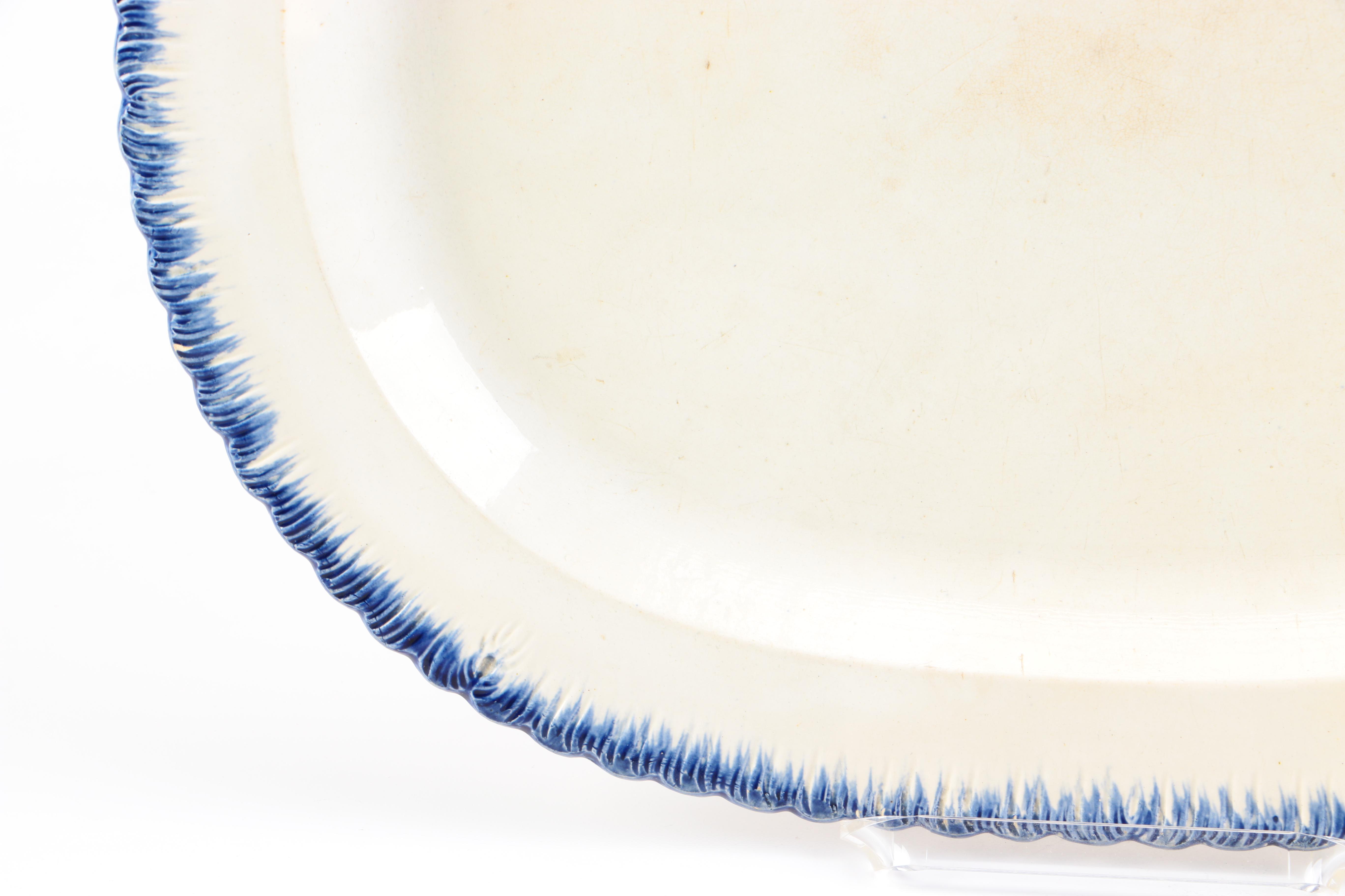 Antique Blue Feather Edge Platter English Ironstone