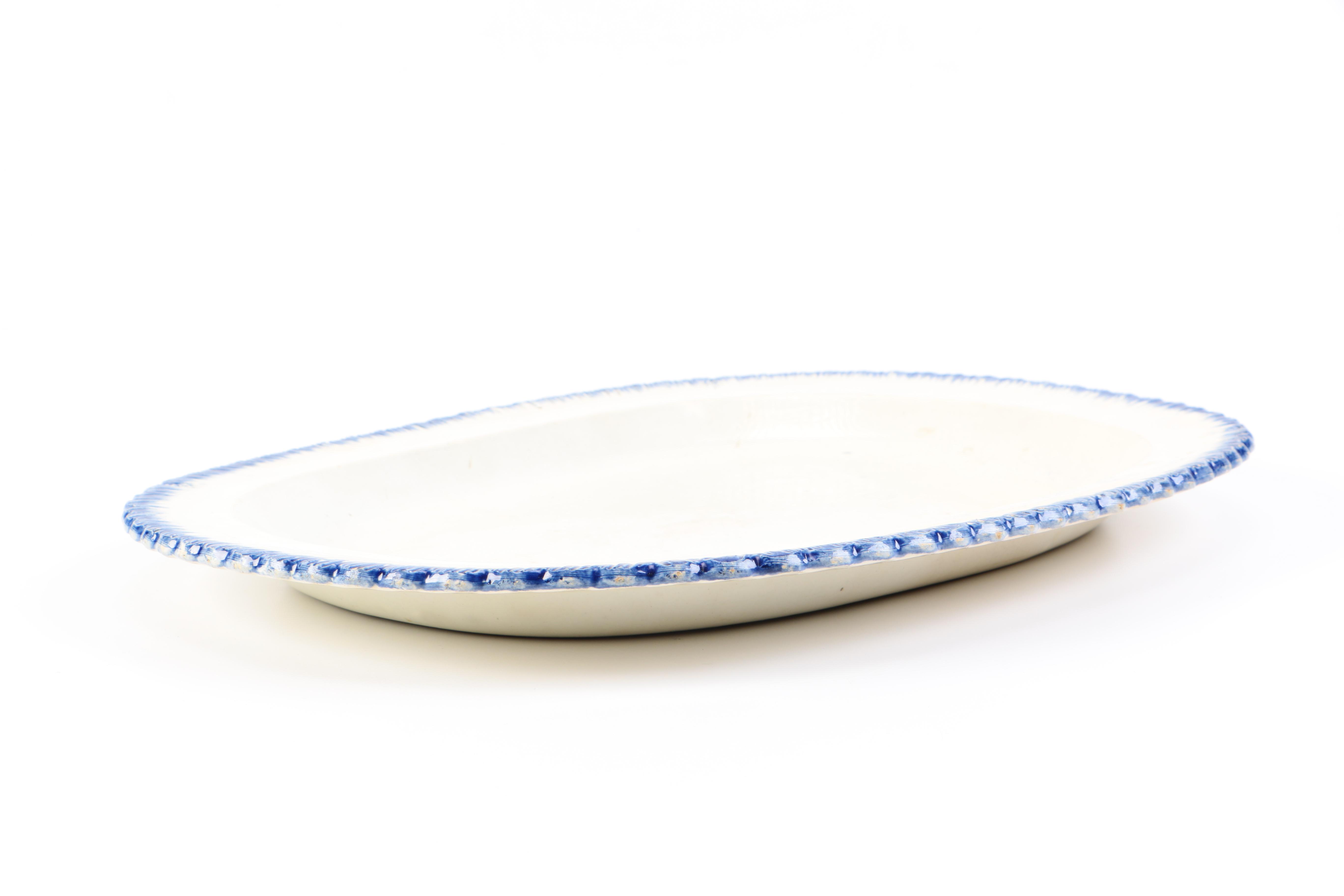 Antique Blue Feather Edge Platter English Ironstone
