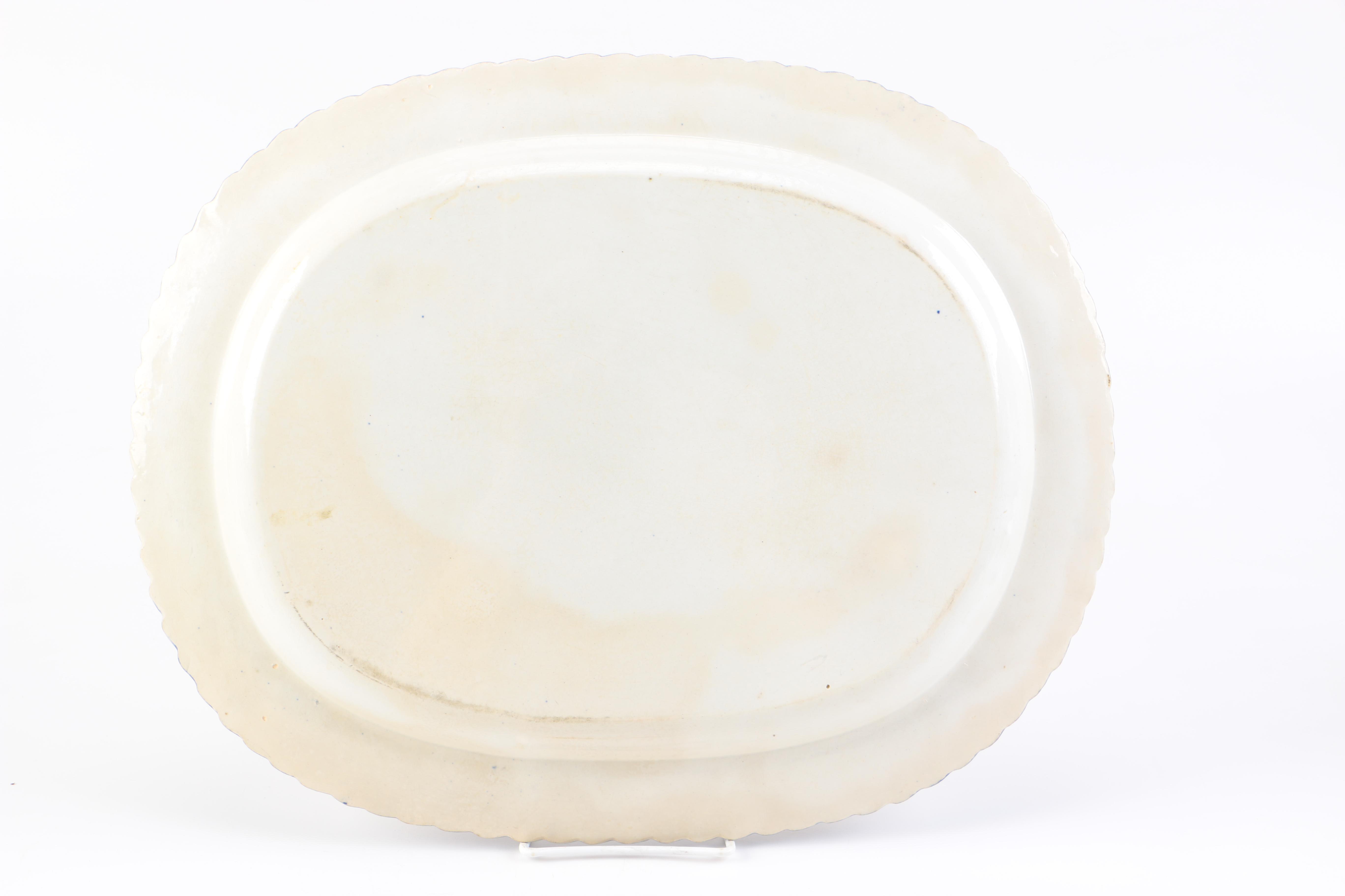 Antique Blue Feather Edge Platter English Ironstone