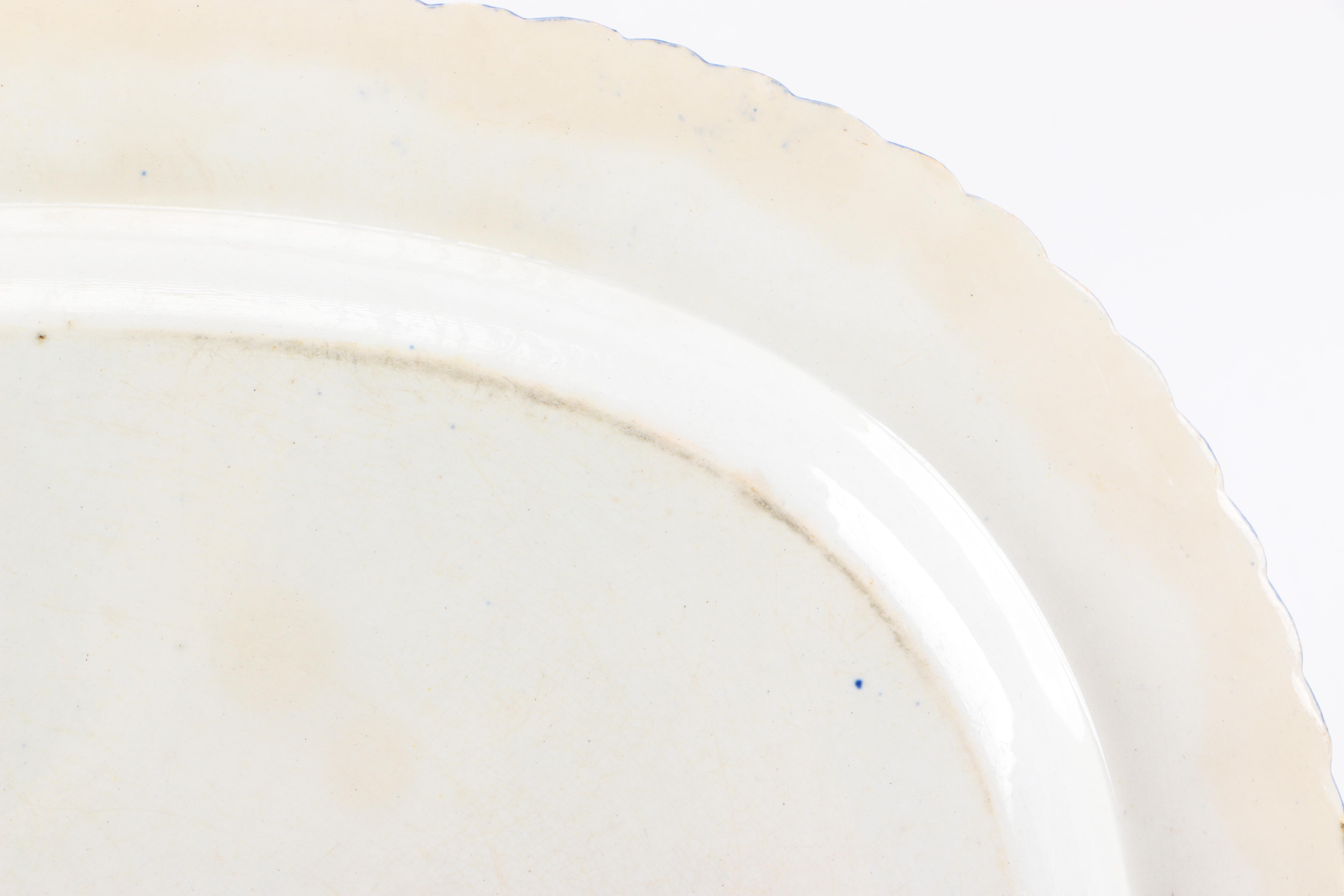 Antique Blue Feather Edge Platter English Ironstone