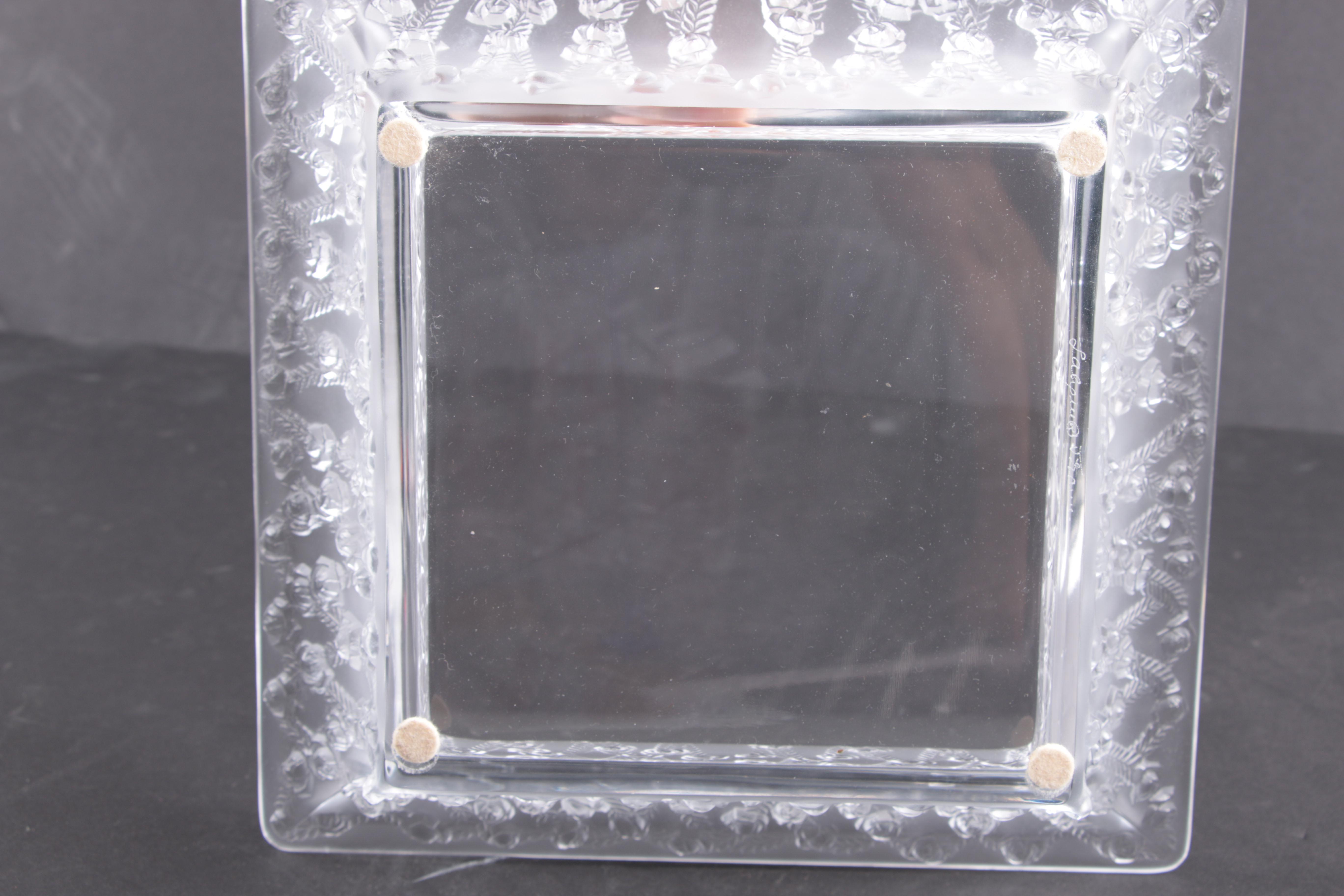 Lalique Crystal "Rose Trellis" Square Bowl