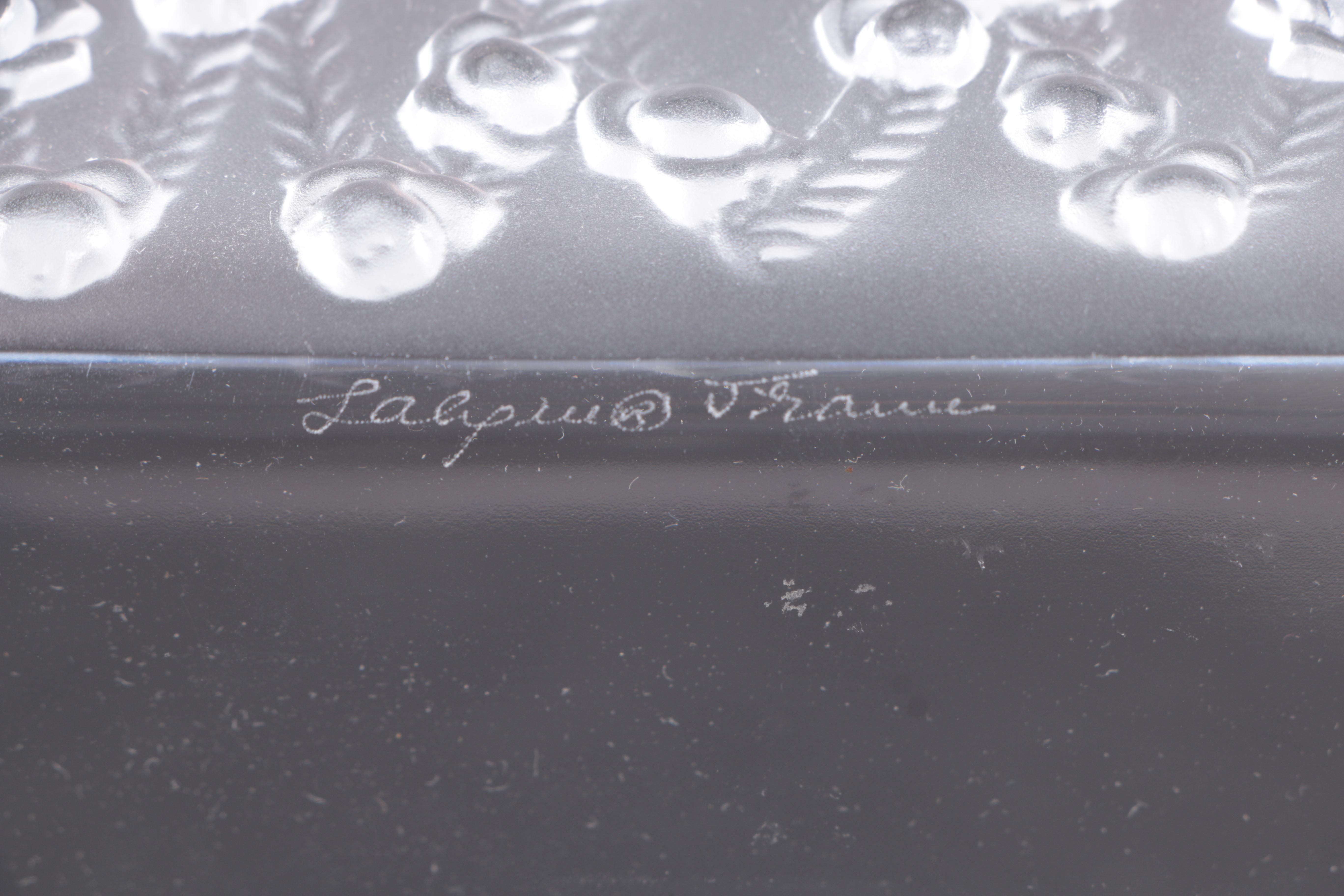 Lalique Crystal "Rose Trellis" Square Bowl