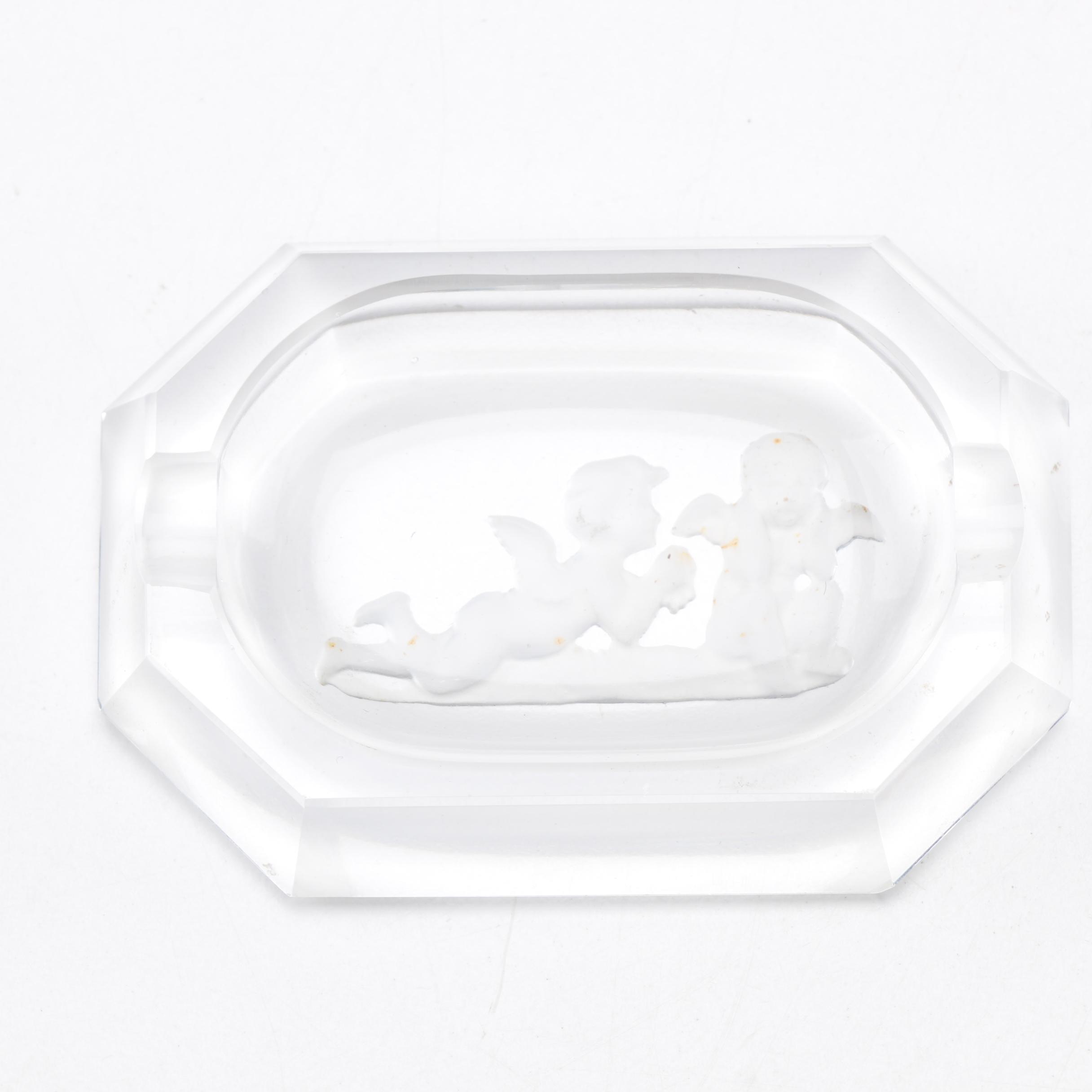 Vintage Verlys-France "Gems" Opalescent Art Glass Vase and Intaglio Ash Receiver