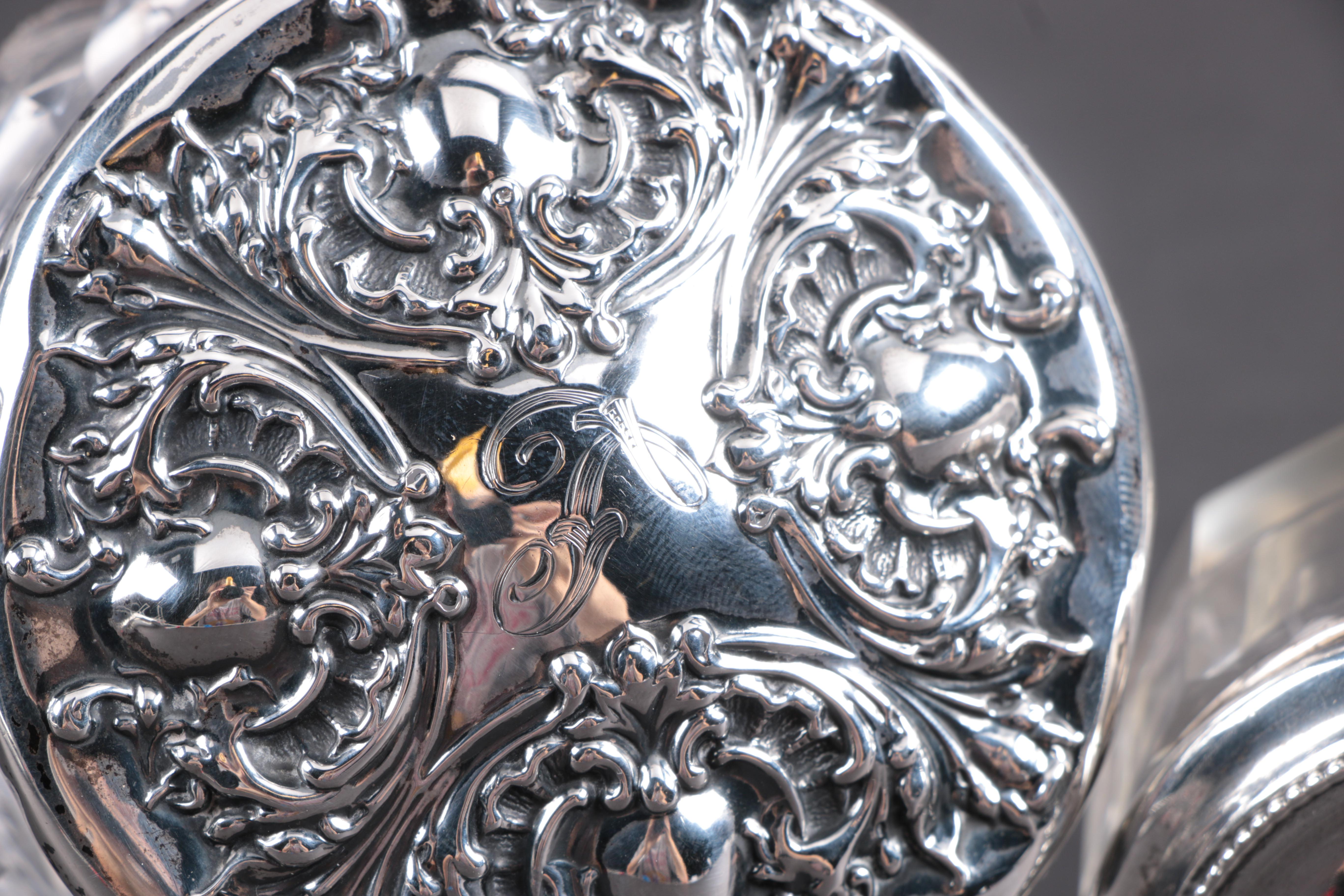 Two Sterling and Crystal Vanity Powder Jars