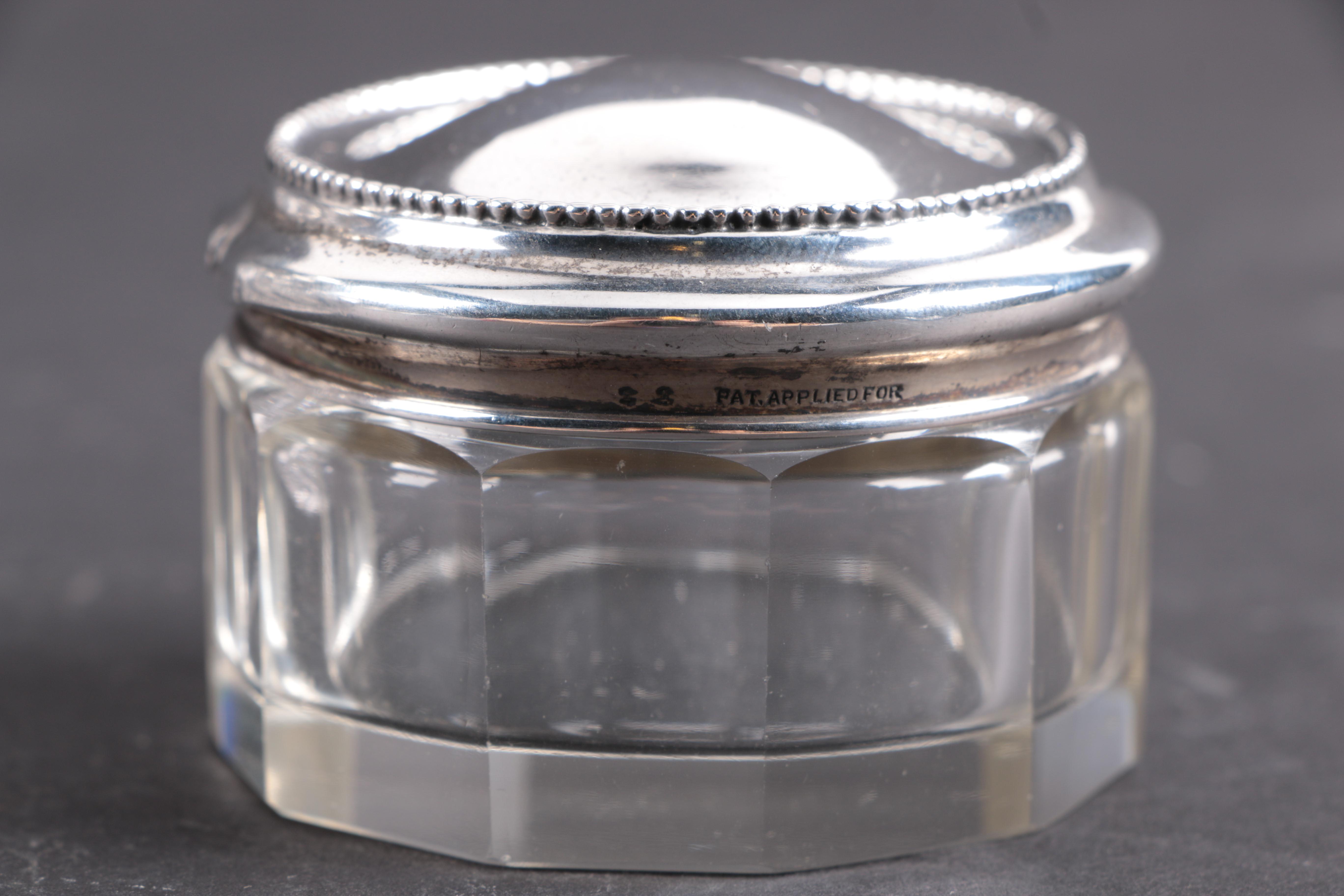 Two Sterling and Crystal Vanity Powder Jars