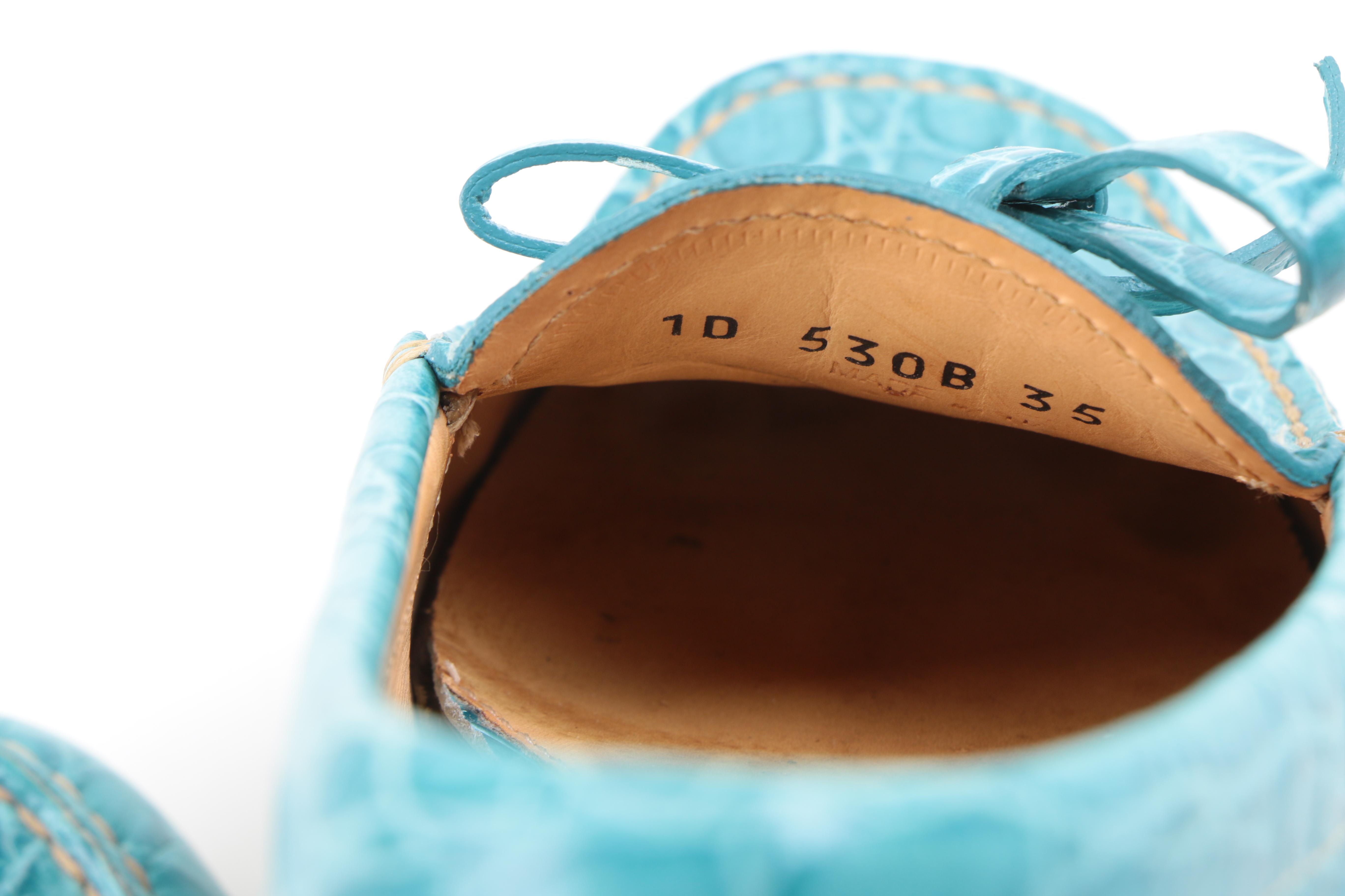 Prada Blue Embossed Leather Loafers