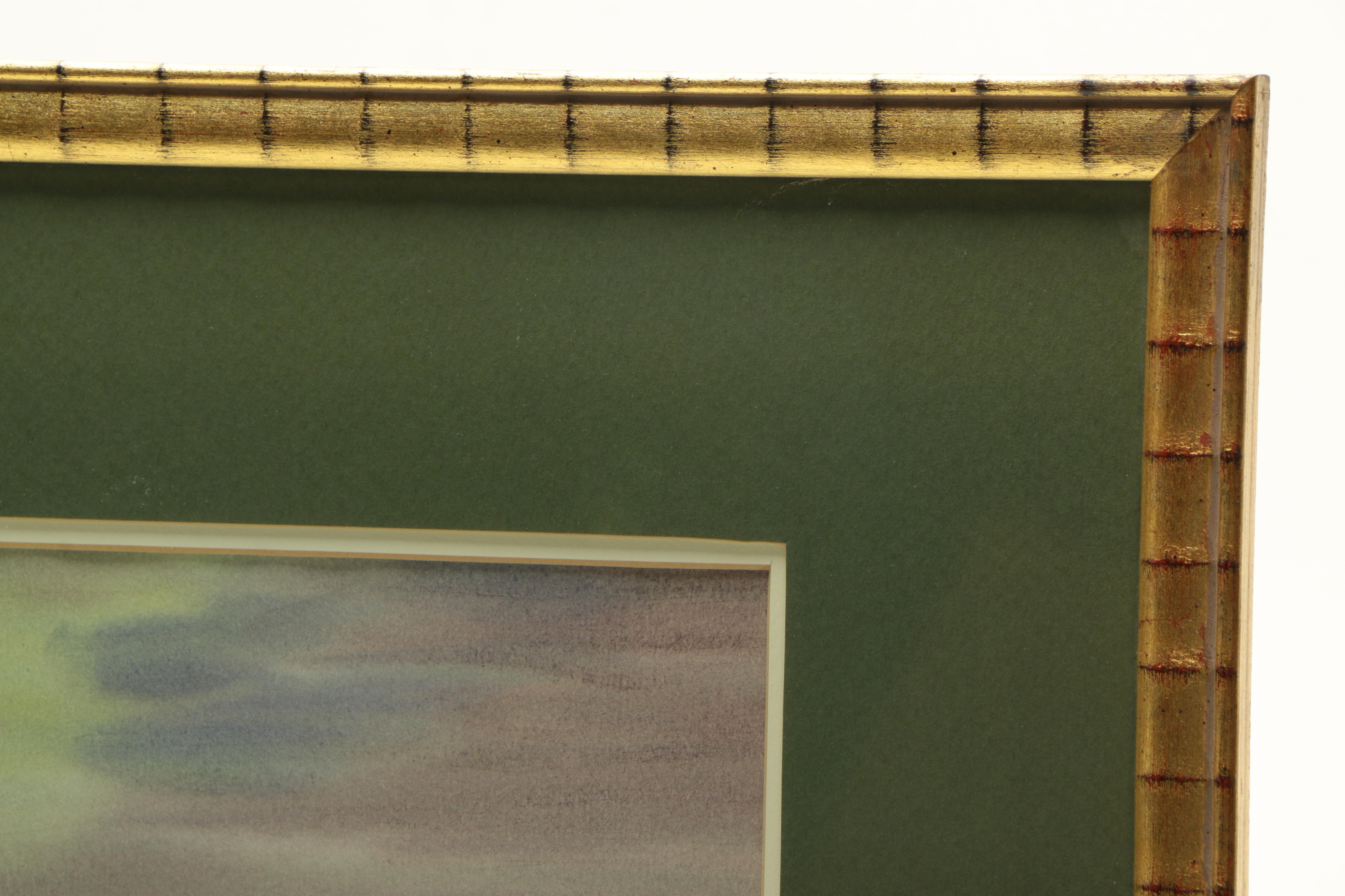 Mariano Ortuzar Watercolor of a Sunset Over Water