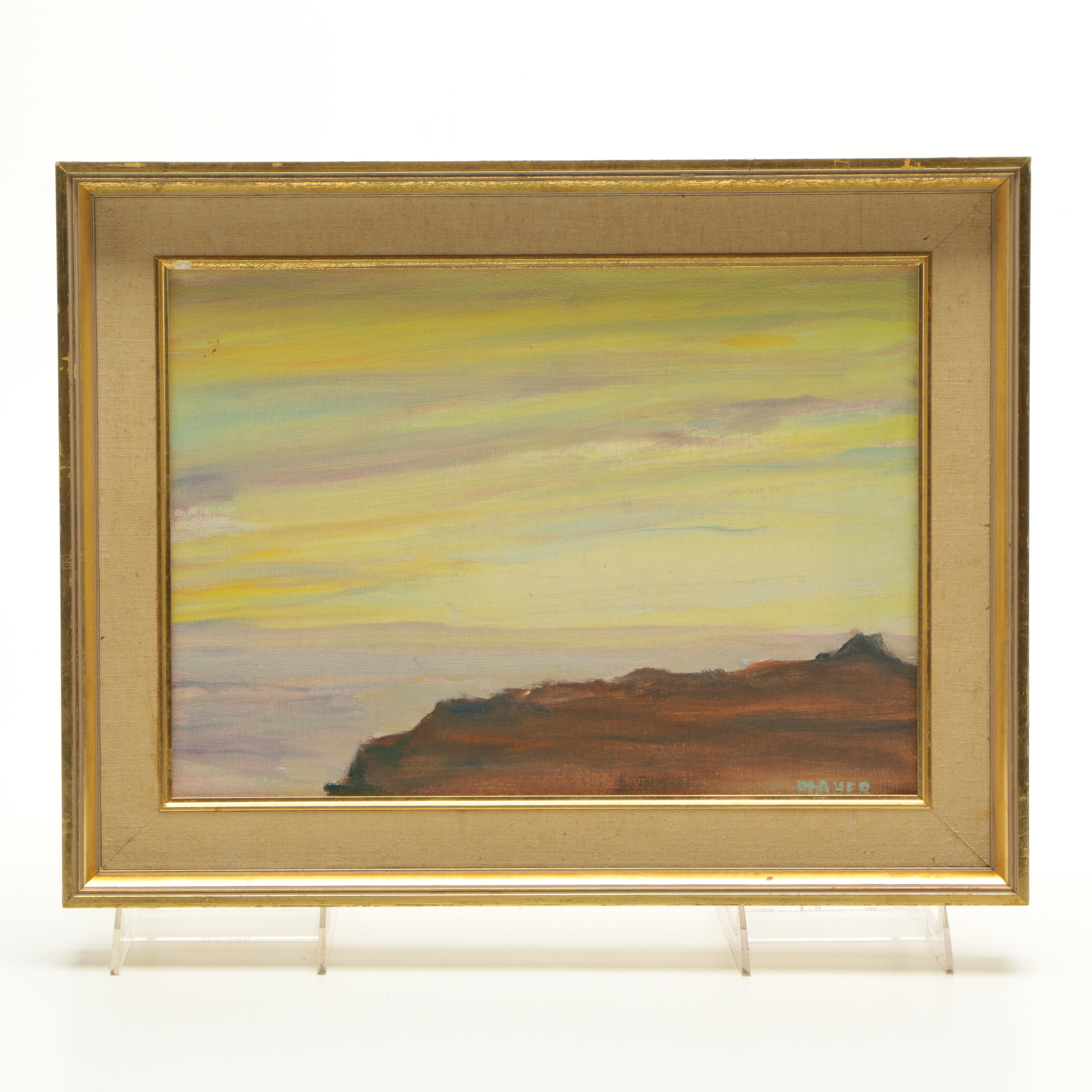 James Maher Oil Painting of a Landscape "Pacific Sunset"