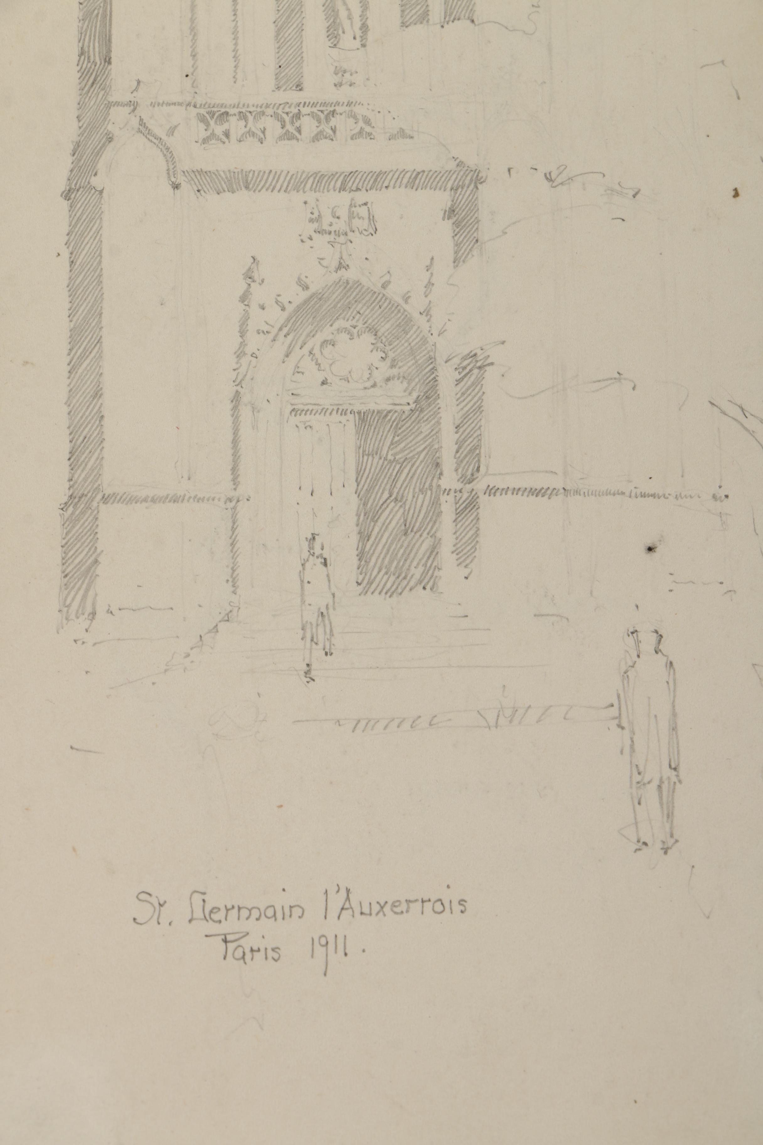 Watercolor and Graphite Sketches of European Architecture Attributed to Maurice Feather