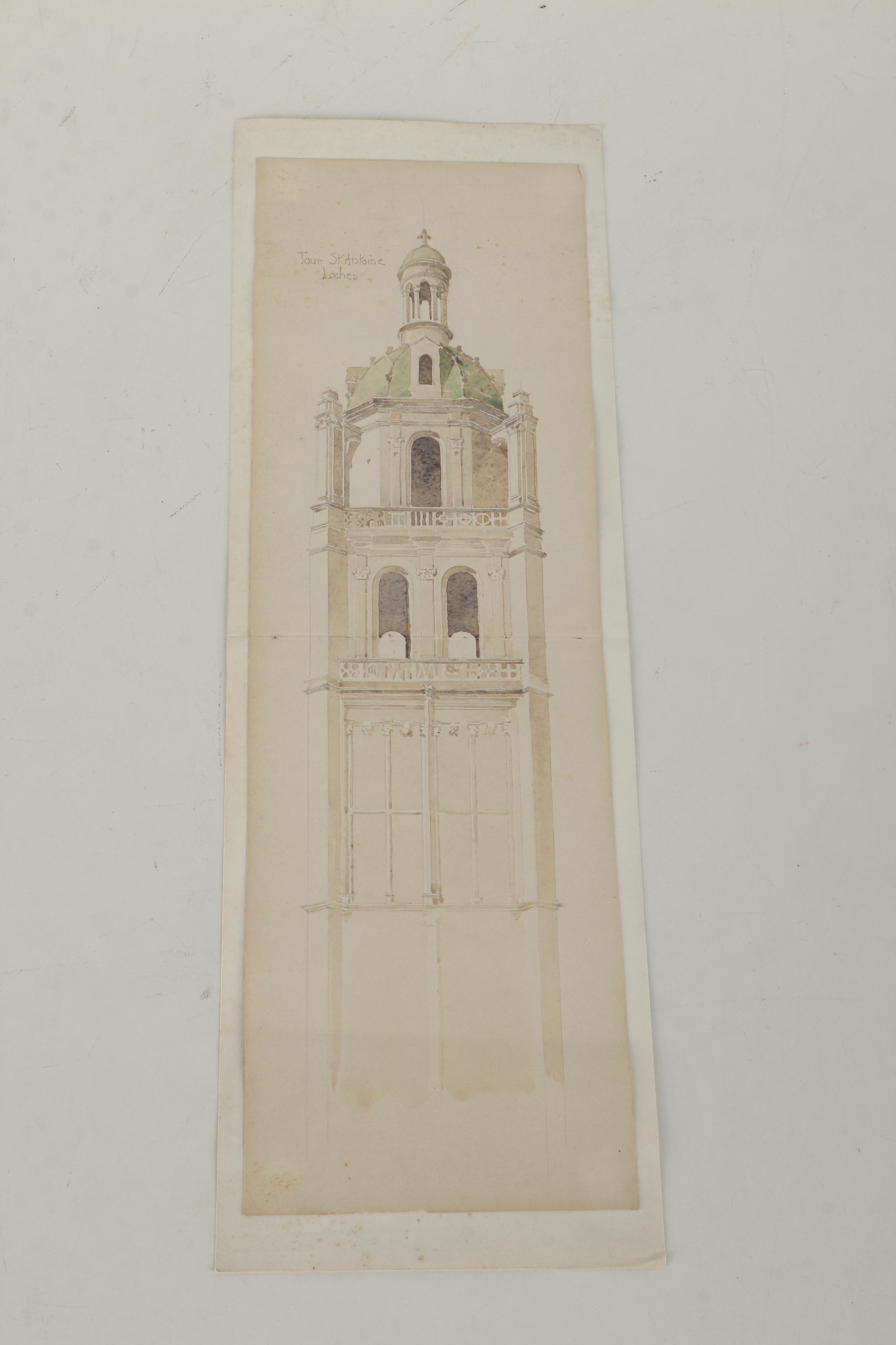 Watercolor and Graphite Sketches of European Architecture Attributed to Maurice Feather