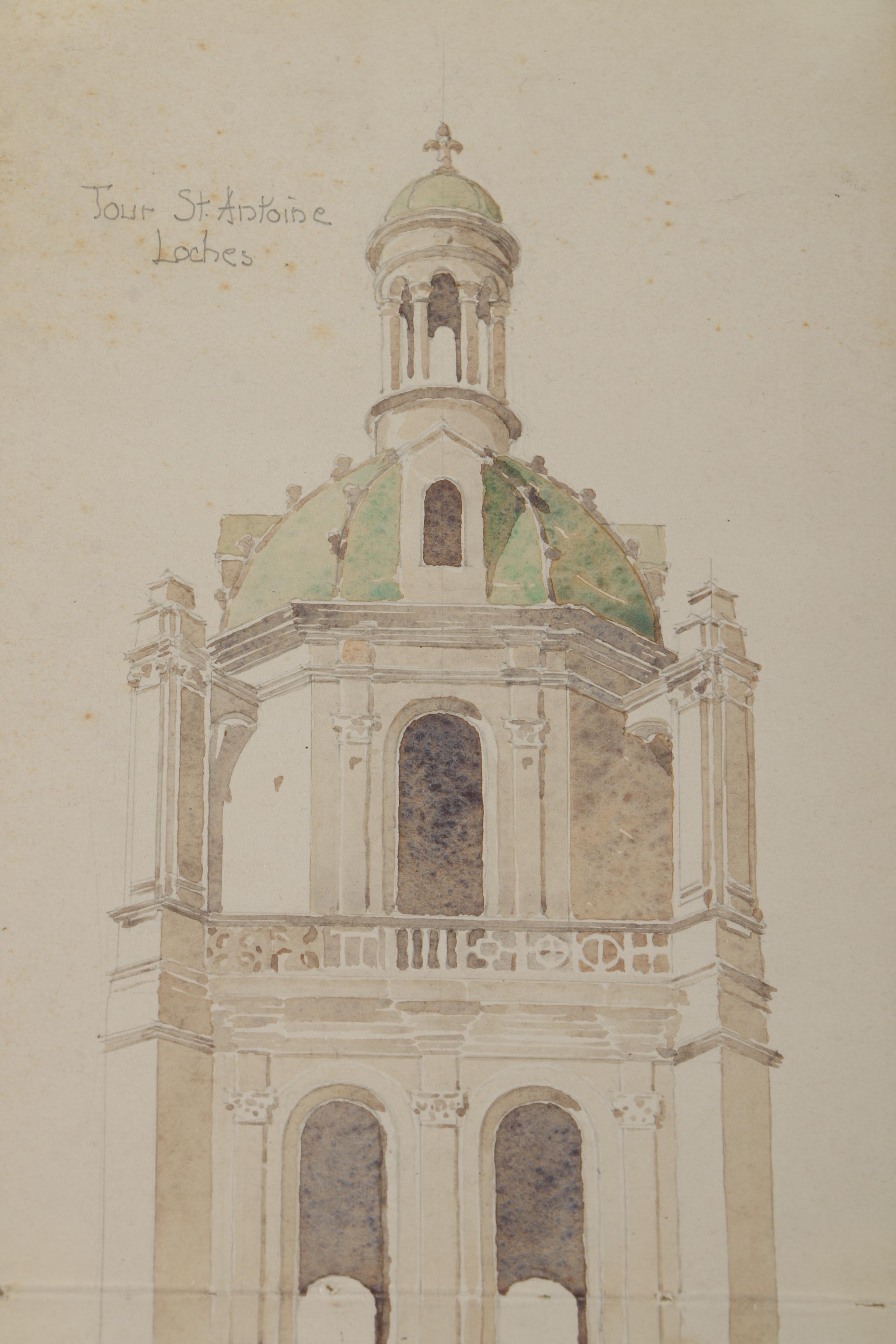 Watercolor and Graphite Sketches of European Architecture Attributed to Maurice Feather