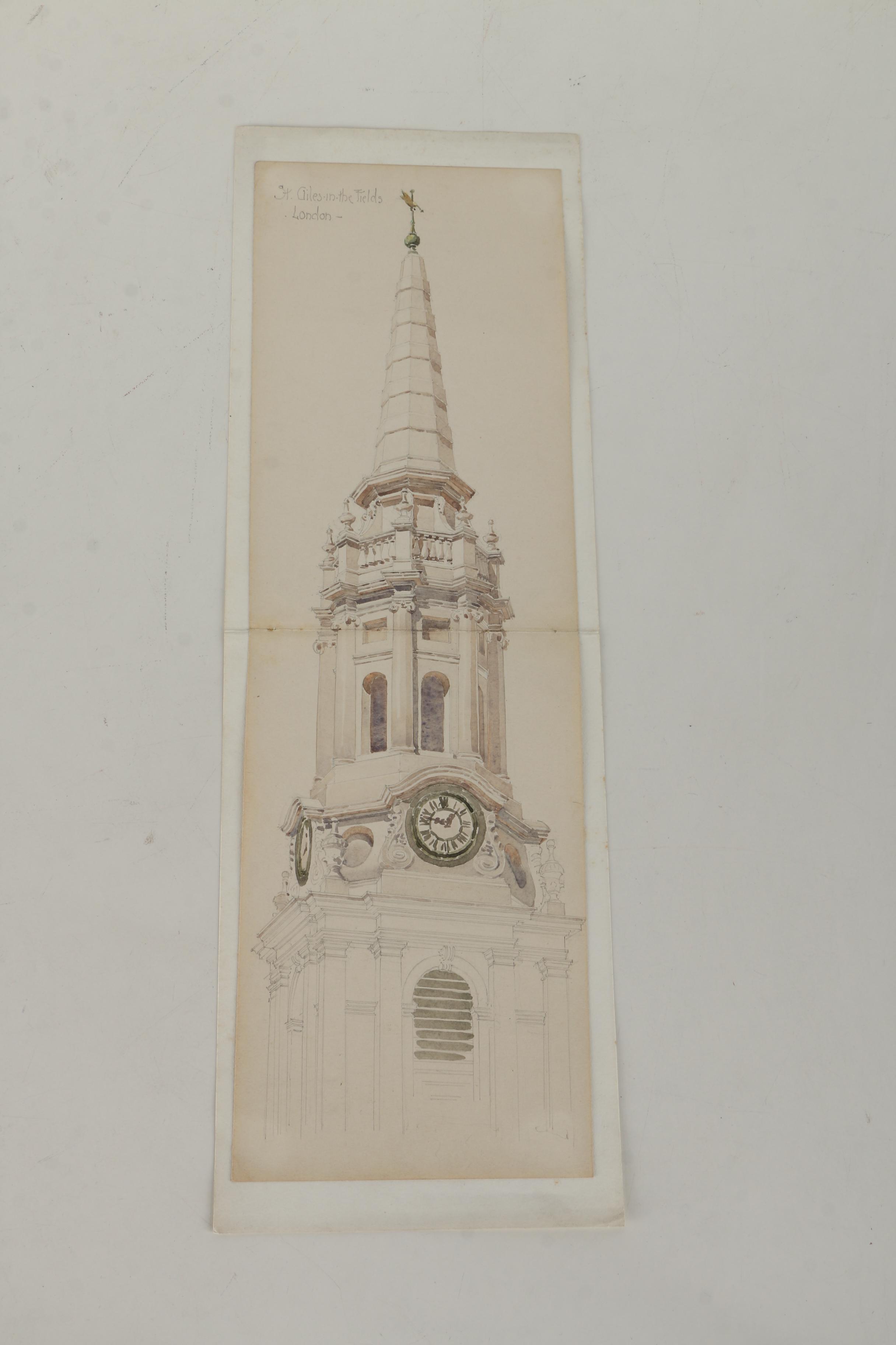 Watercolor and Graphite Sketches of European Architecture Attributed to Maurice Feather