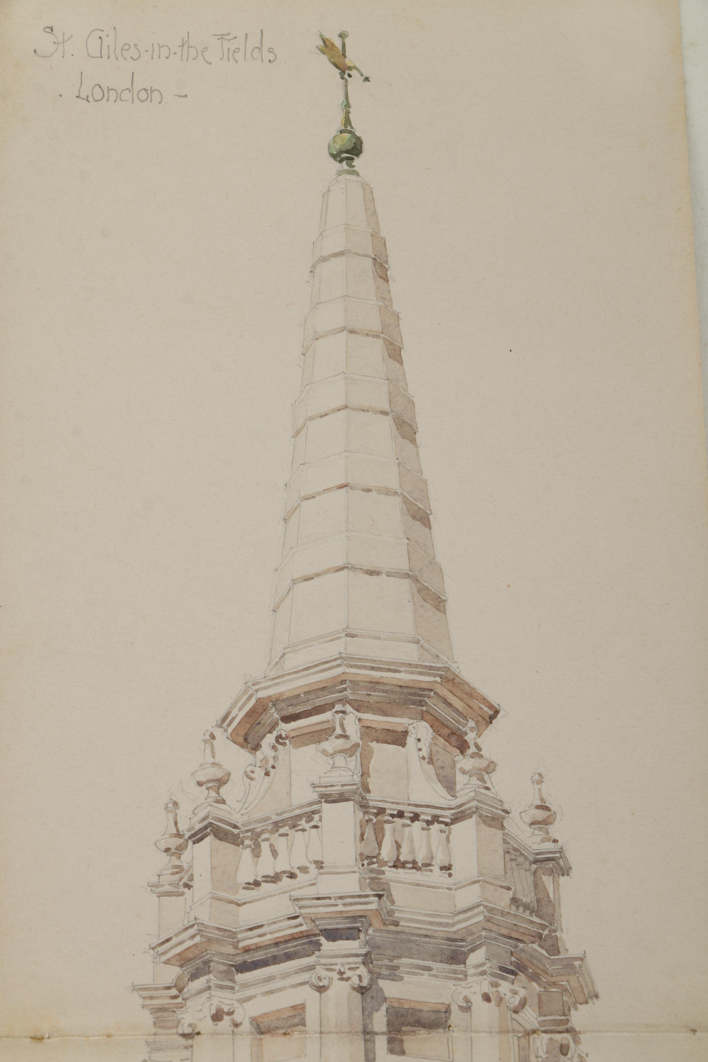 Watercolor and Graphite Sketches of European Architecture Attributed to Maurice Feather