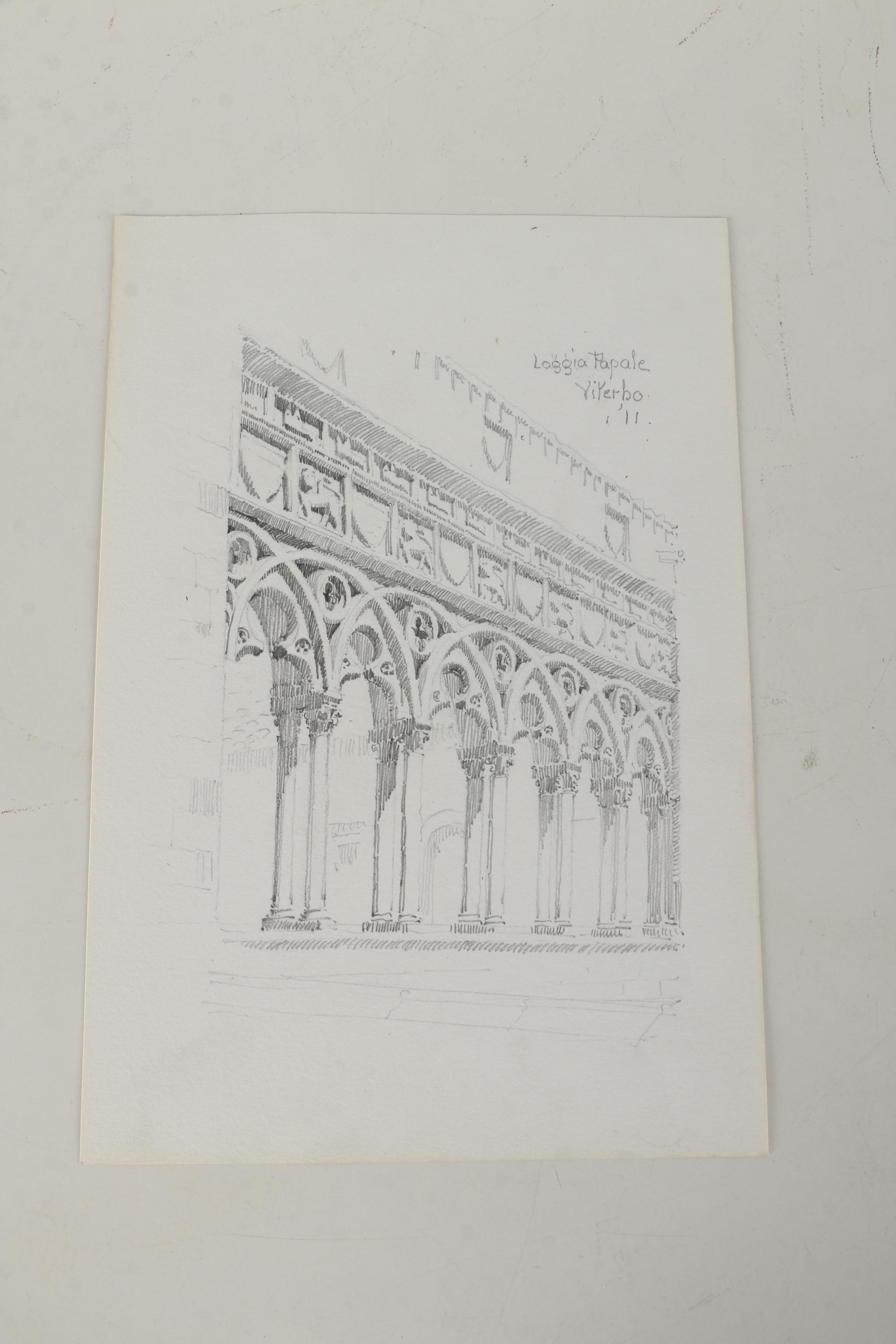 Watercolor and Graphite Sketches of European Architecture Attributed to Maurice Feather