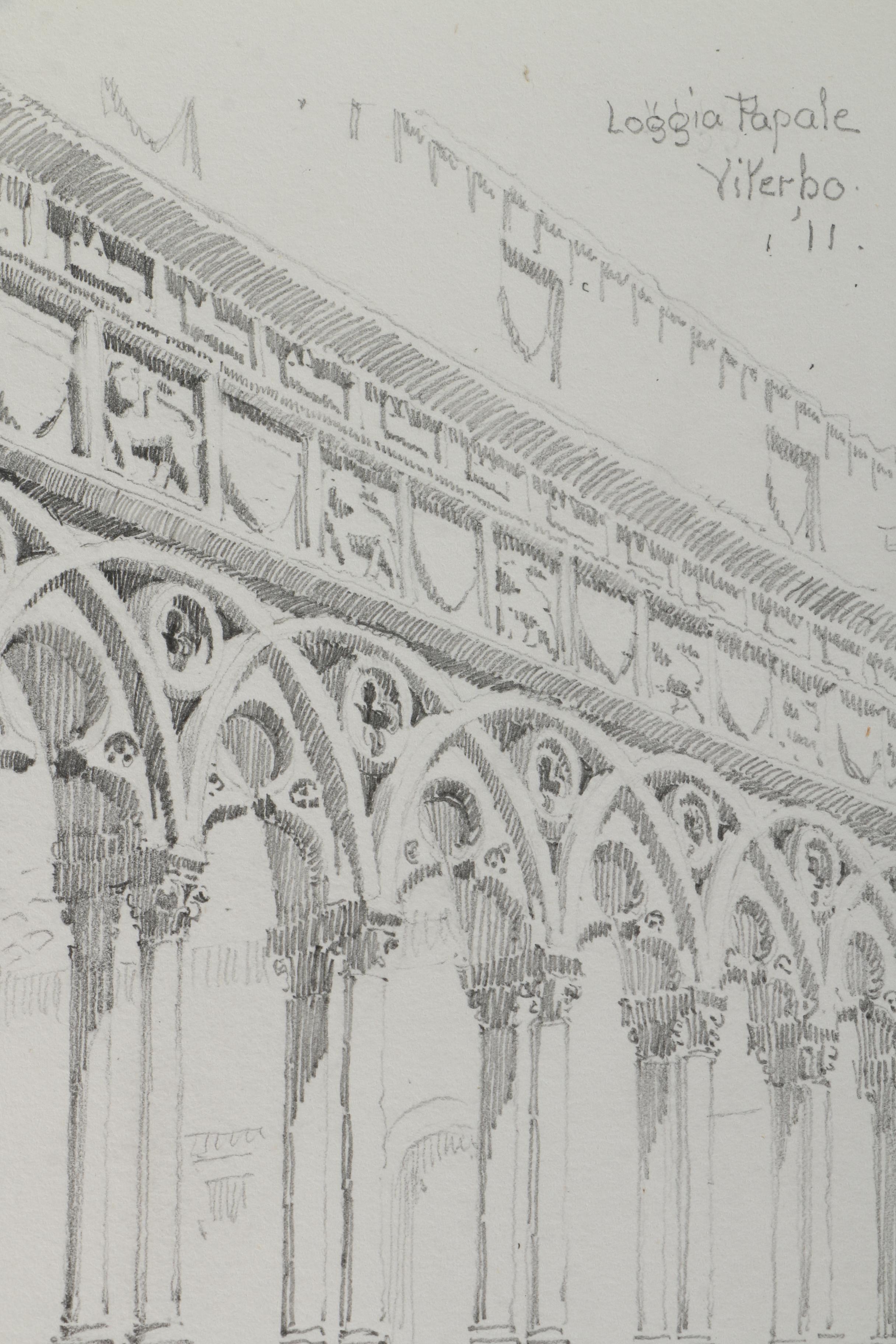 Watercolor and Graphite Sketches of European Architecture Attributed to Maurice Feather