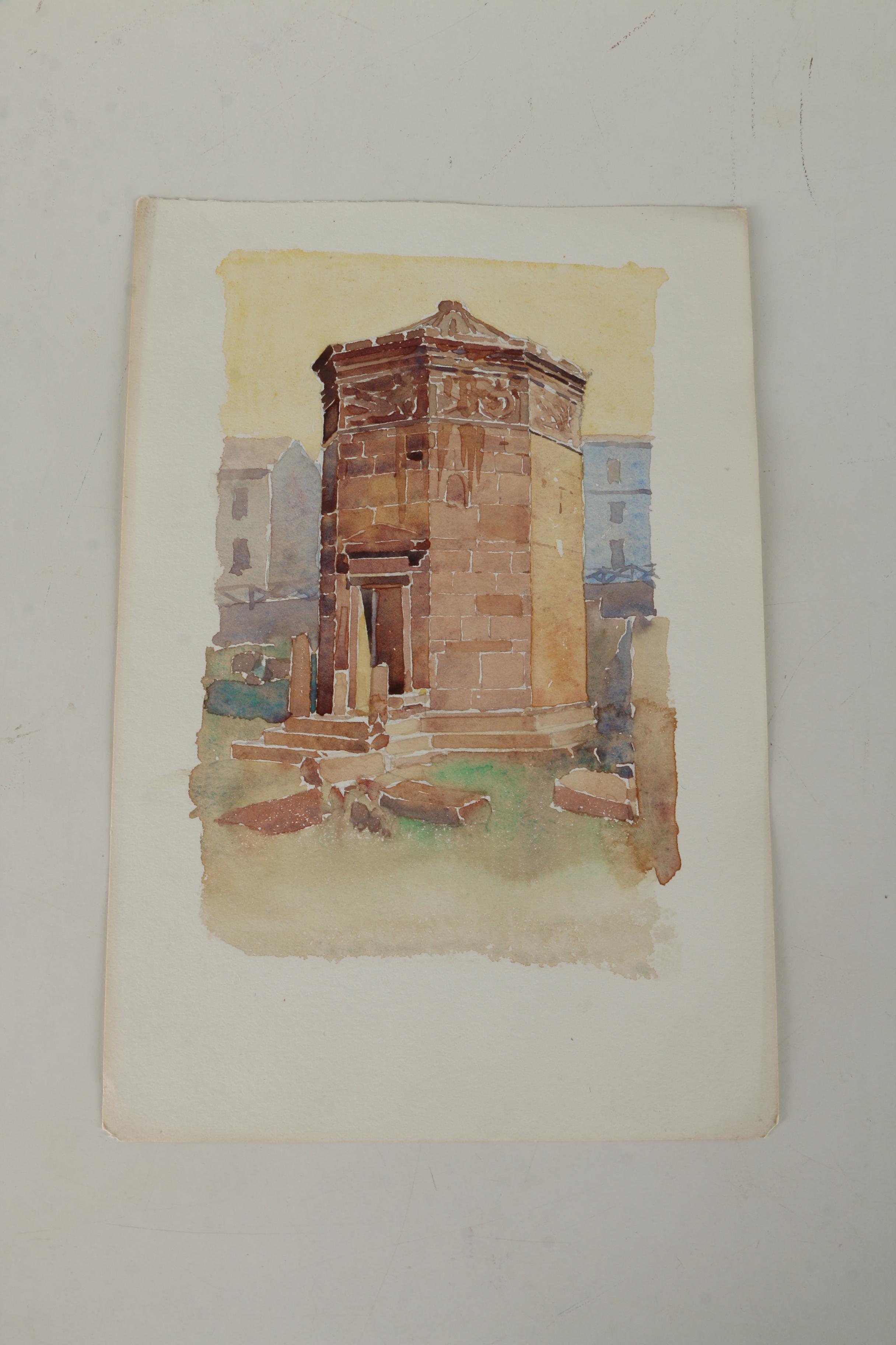 Watercolor and Graphite Sketches of European Architecture Attributed to Maurice Feather