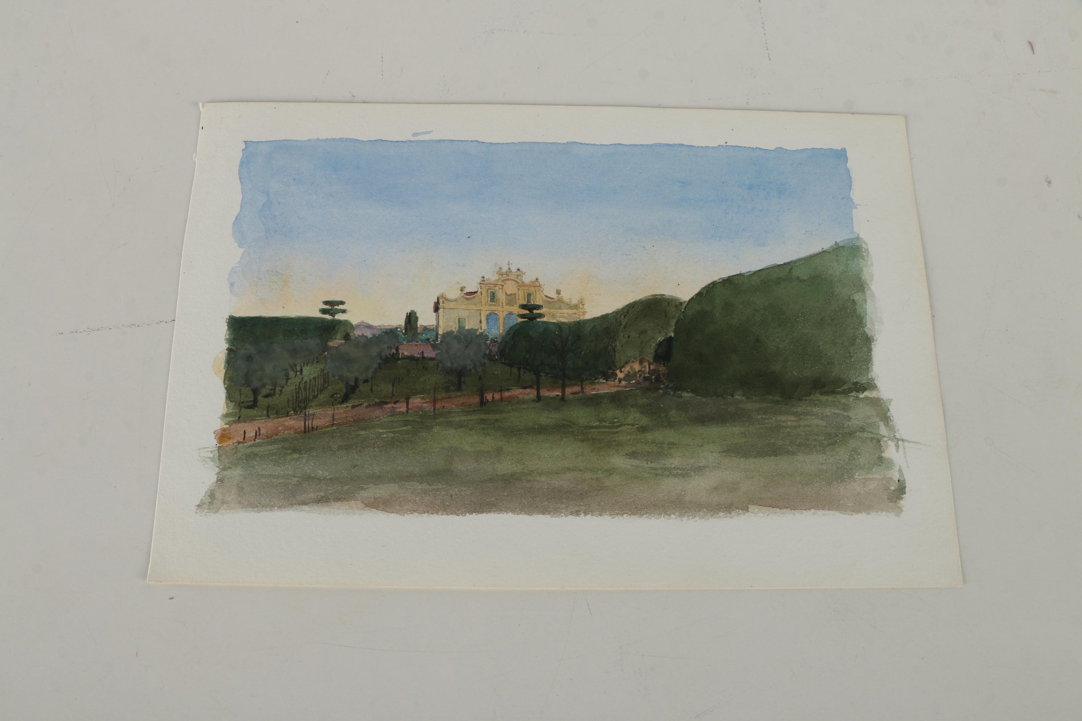 Watercolor and Graphite Sketches of European Architecture Attributed to Maurice Feather