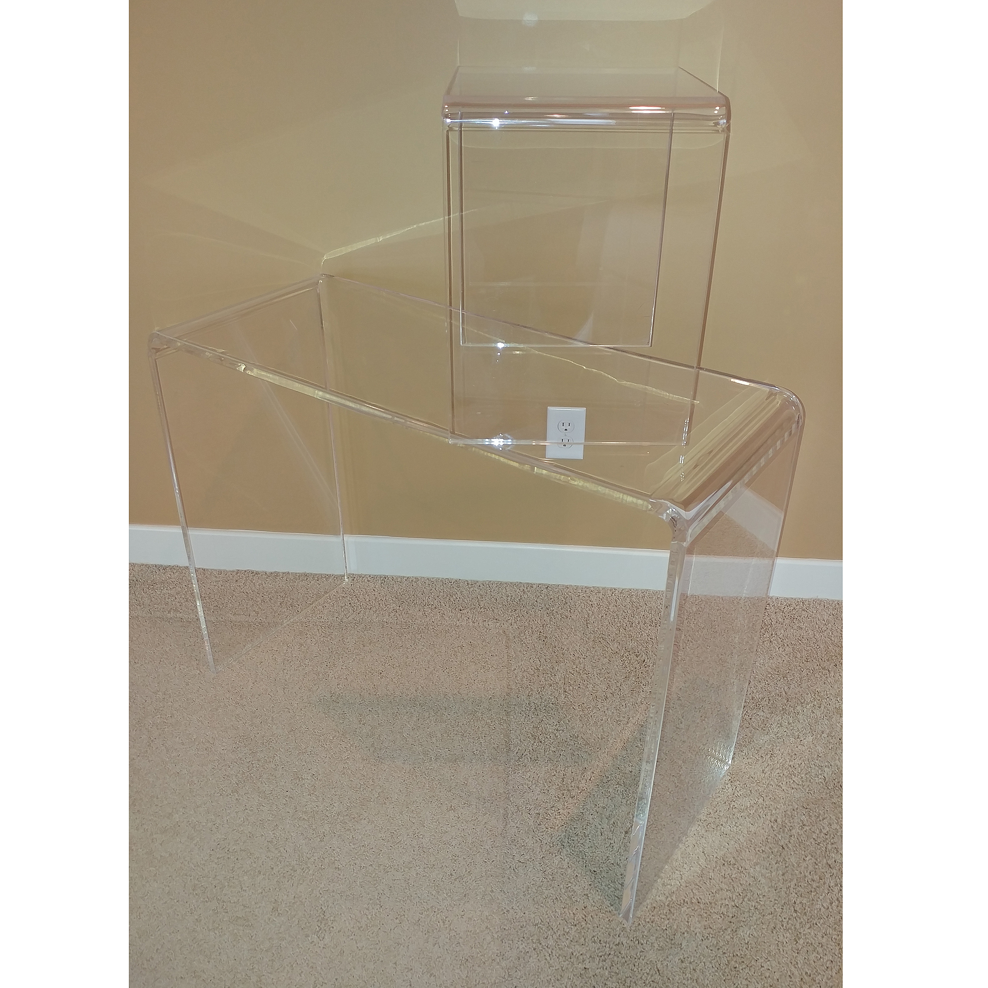 Modernist Clear Acrylic Console Table and End Table