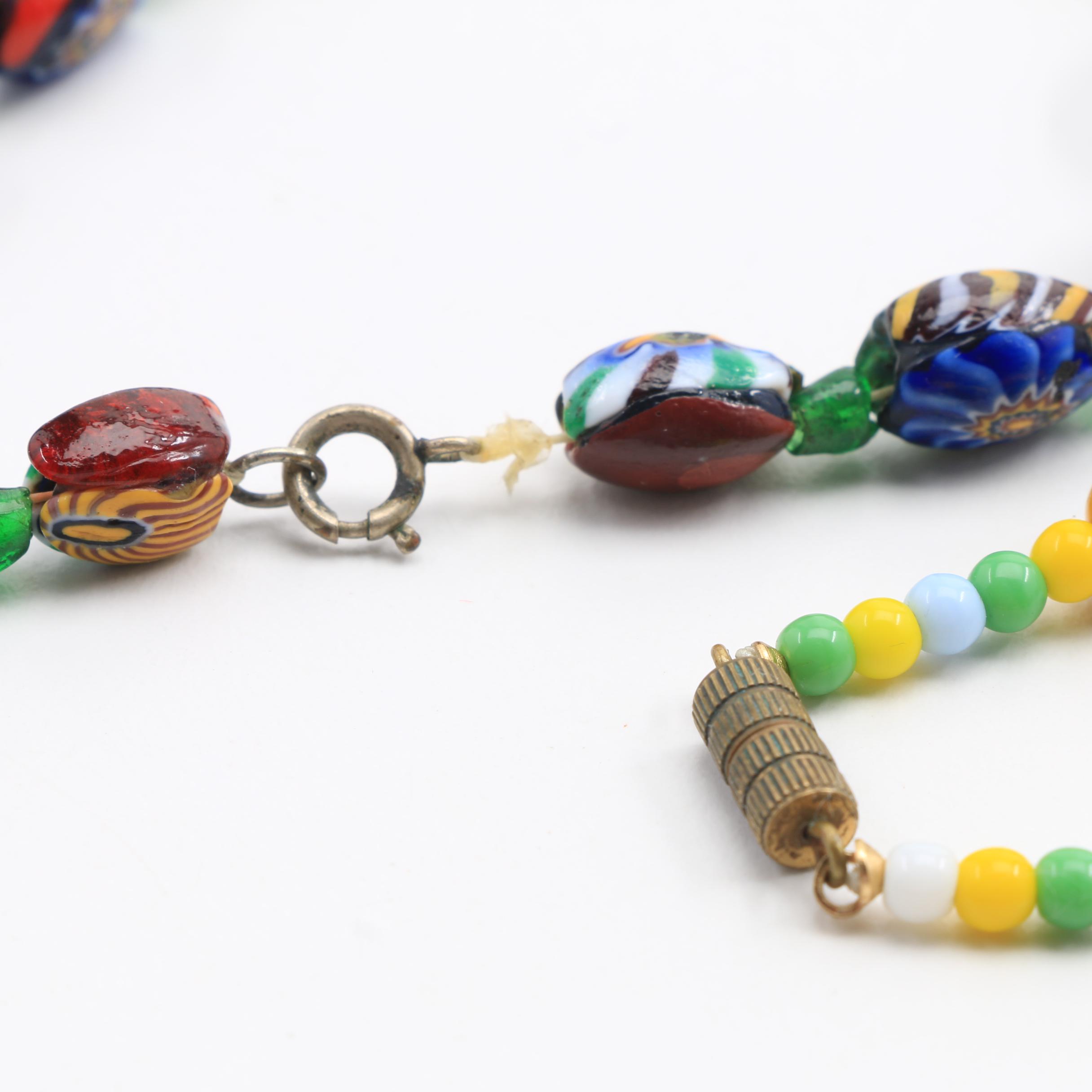 Two Italian Millefiori Glass Beaded Necklaces