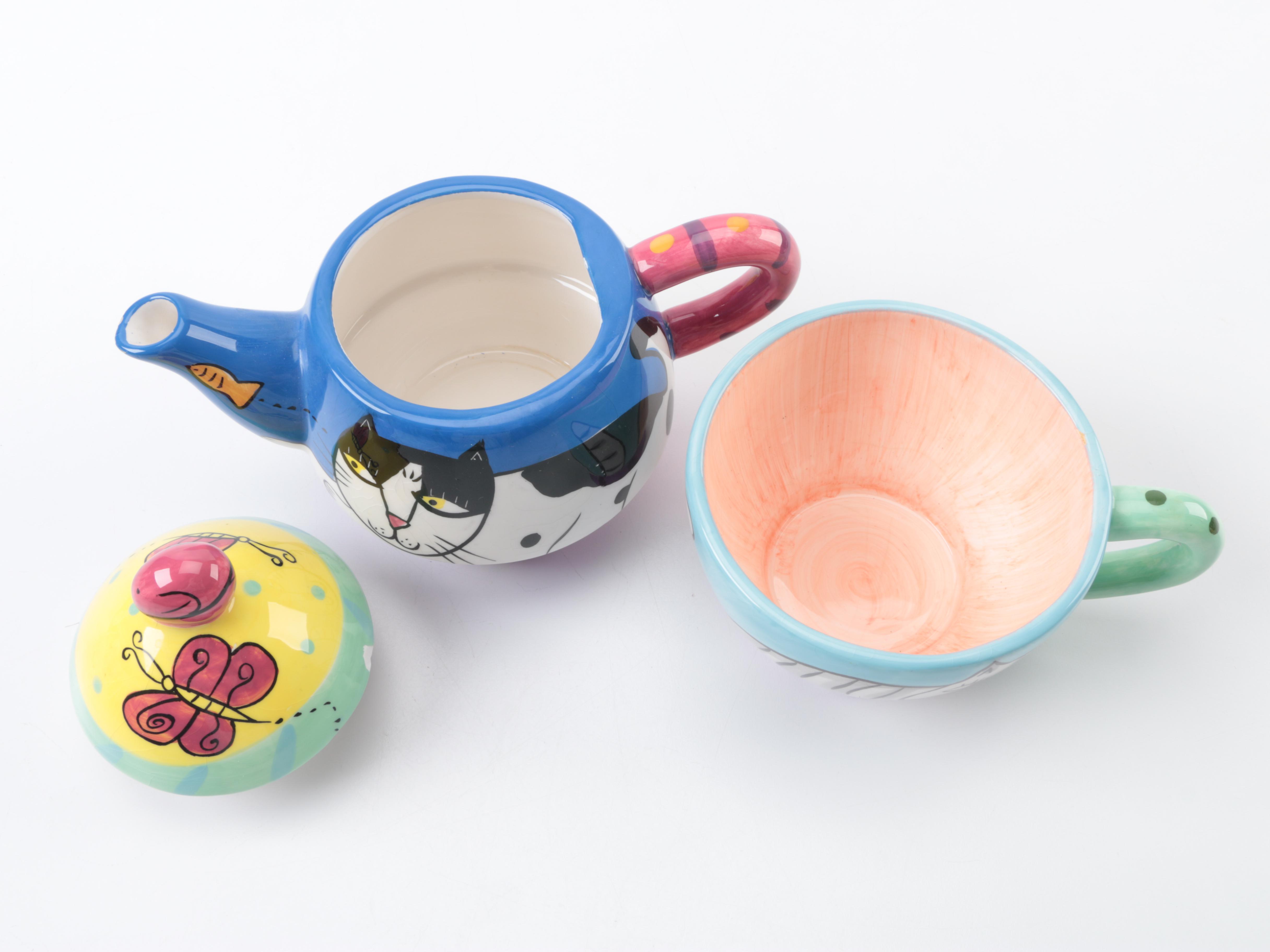 Laurel Burch and Karen Gelff Cat Earthenware