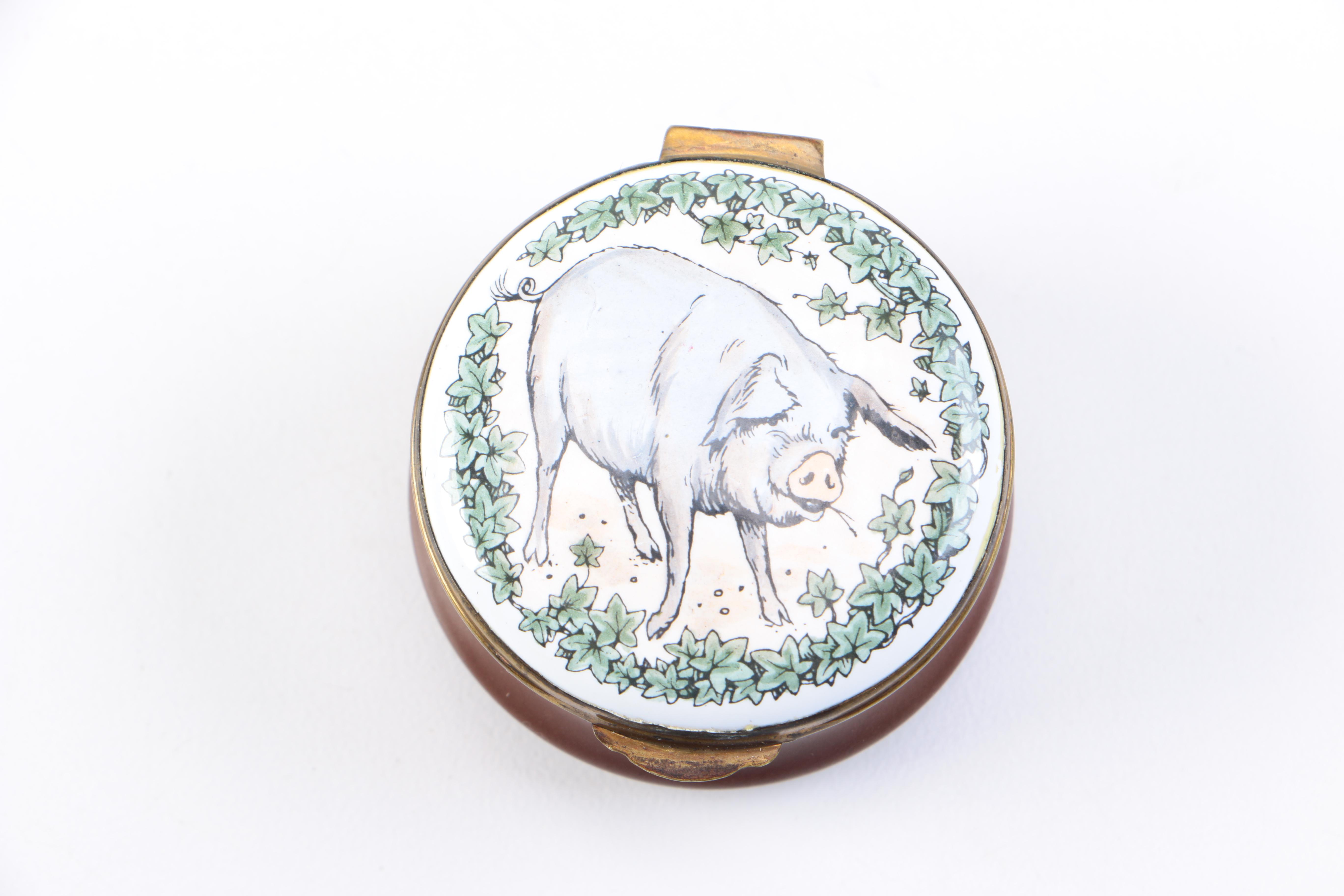 English Enamel Trinket Boxes including Crummies