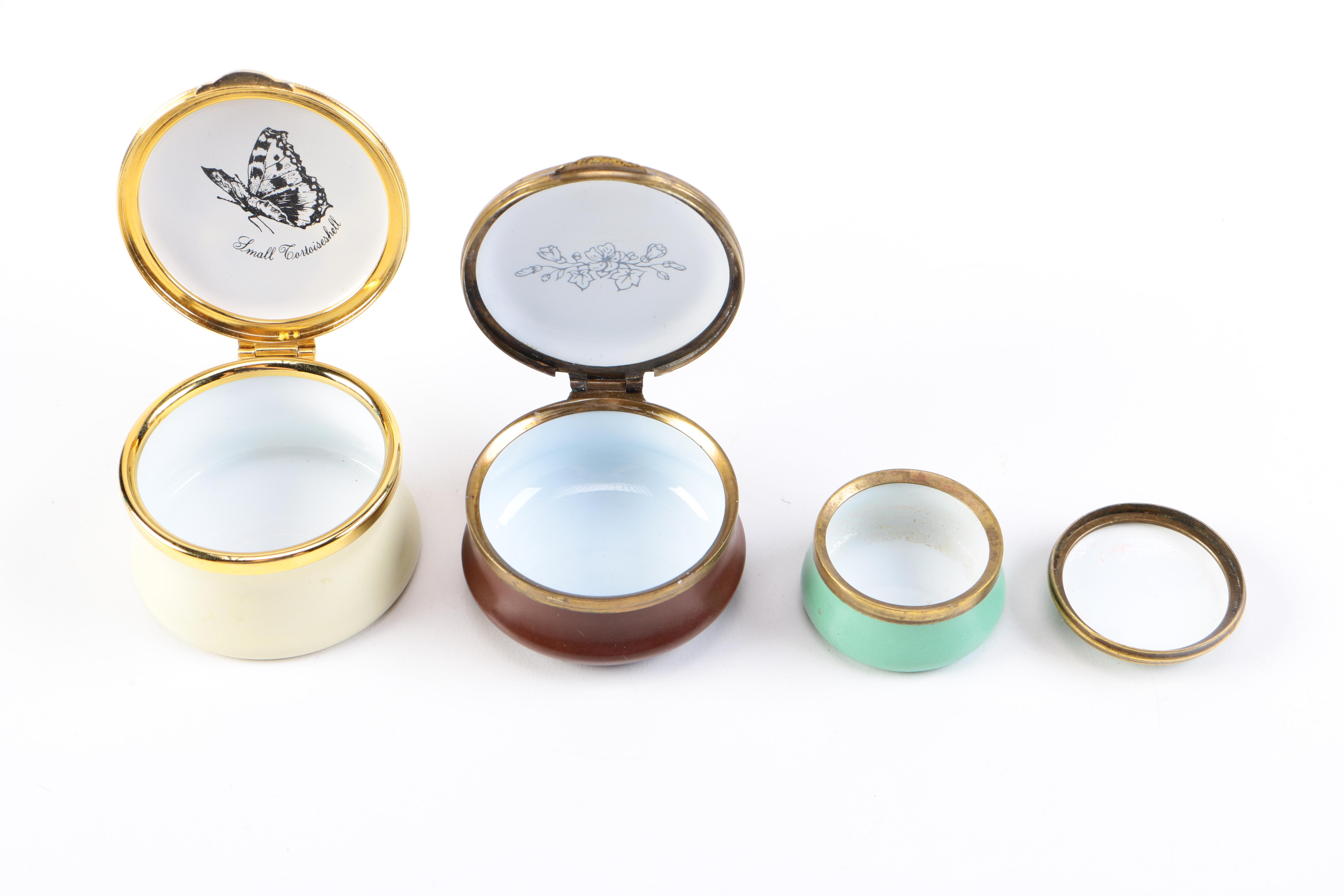 English Enamel Trinket Boxes including Crummies