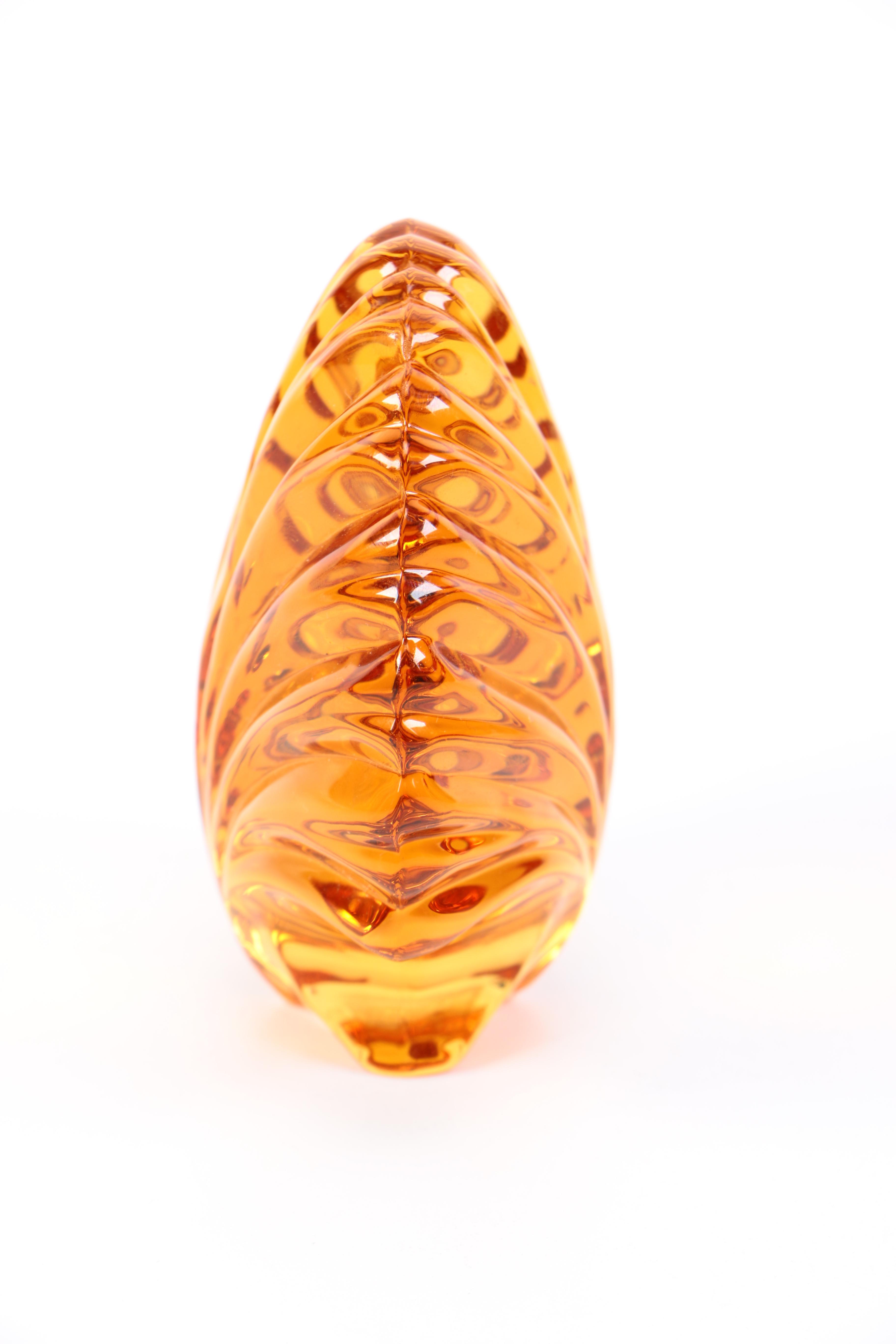 Saint Louis Amber Shell Crystal Paperweight