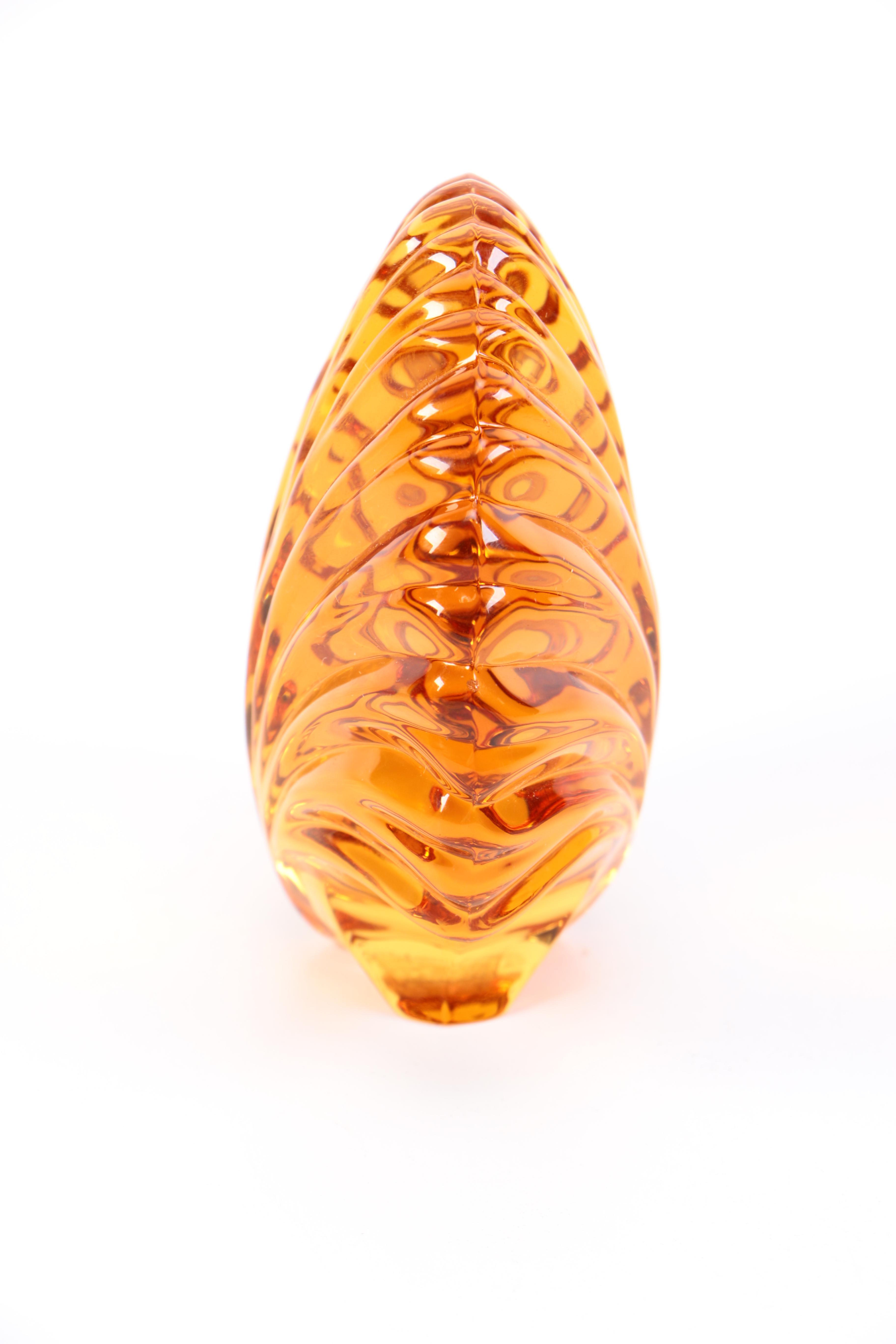 Saint Louis Amber Shell Crystal Paperweight