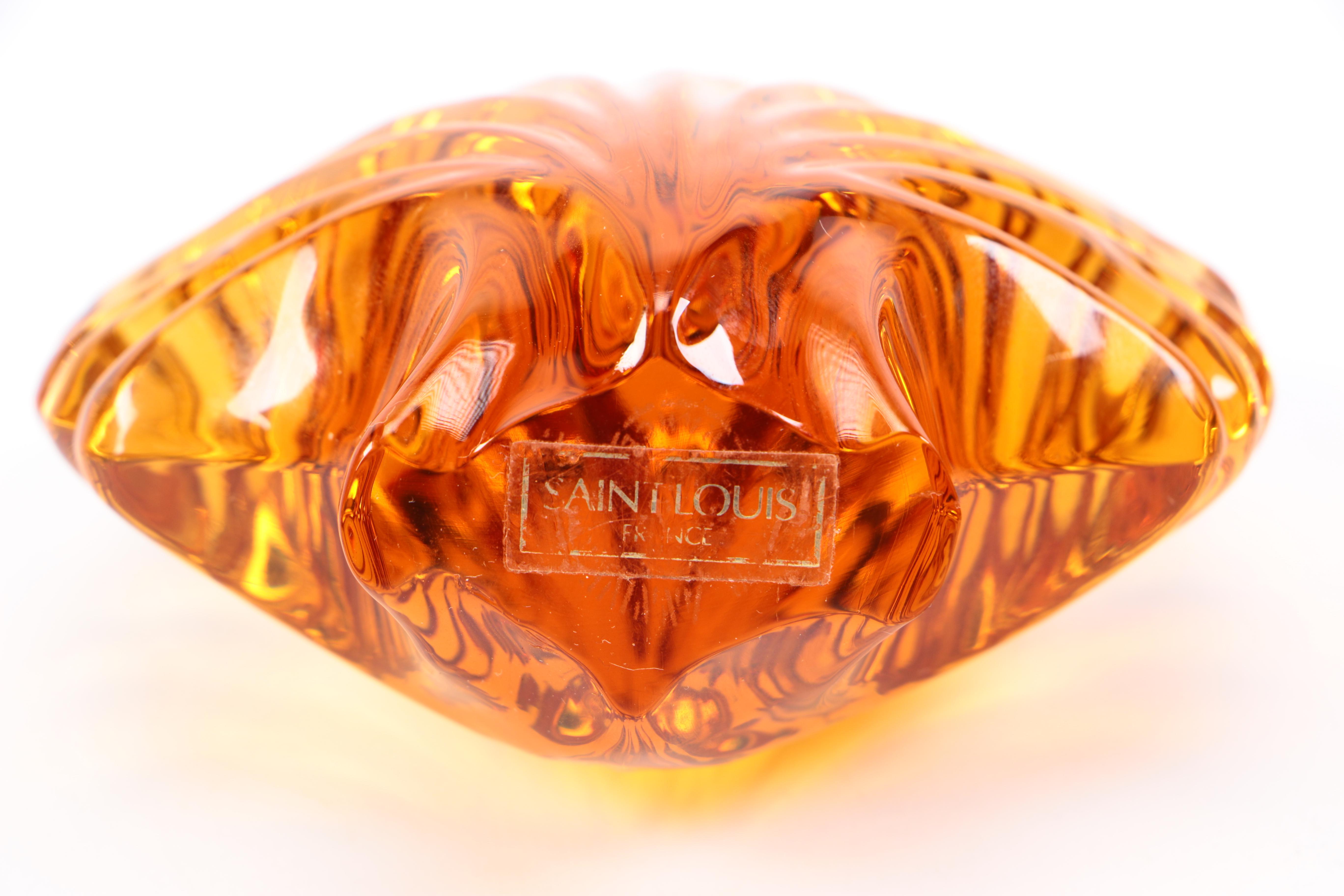 Saint Louis Amber Shell Crystal Paperweight