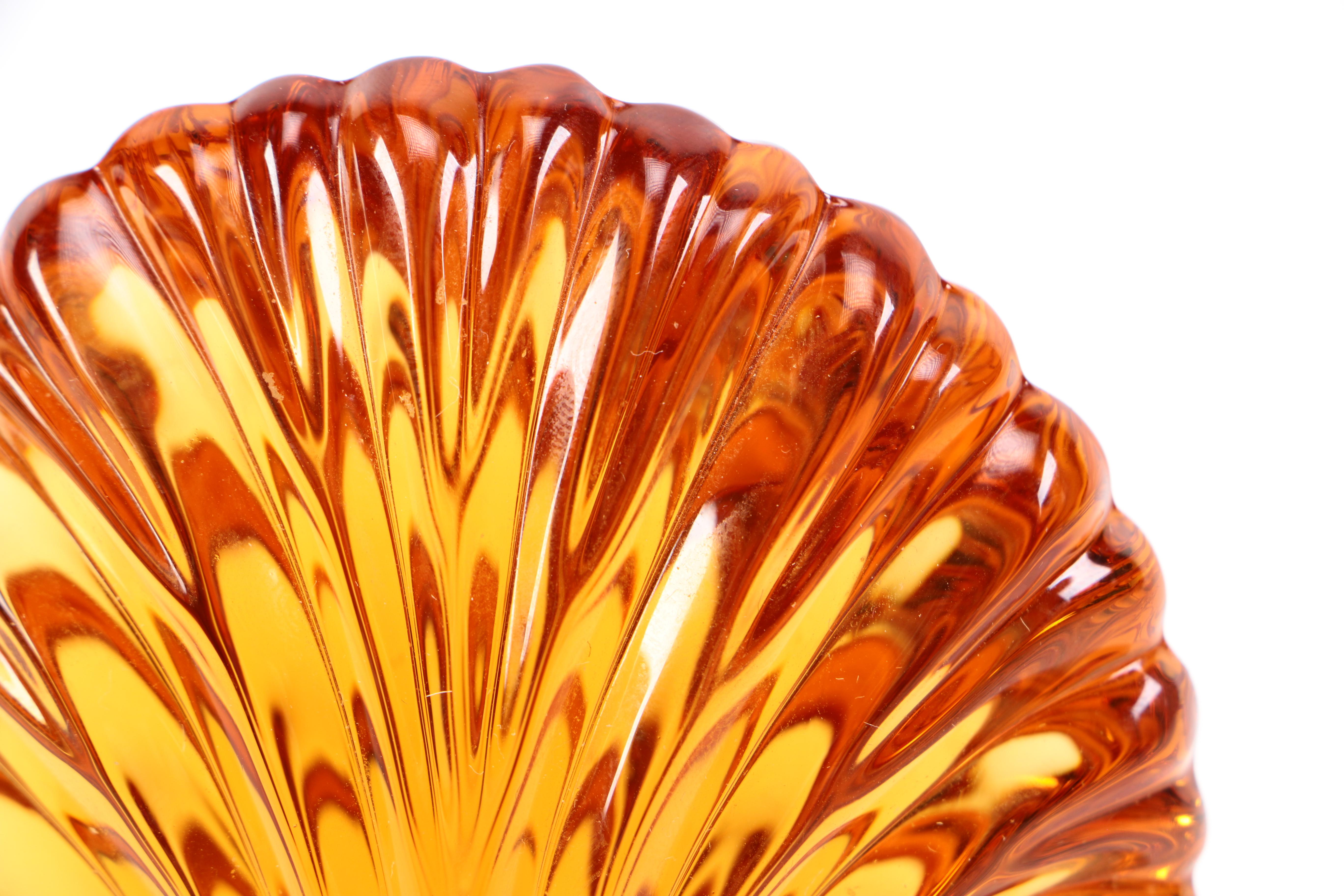 Saint Louis Amber Shell Crystal Paperweight