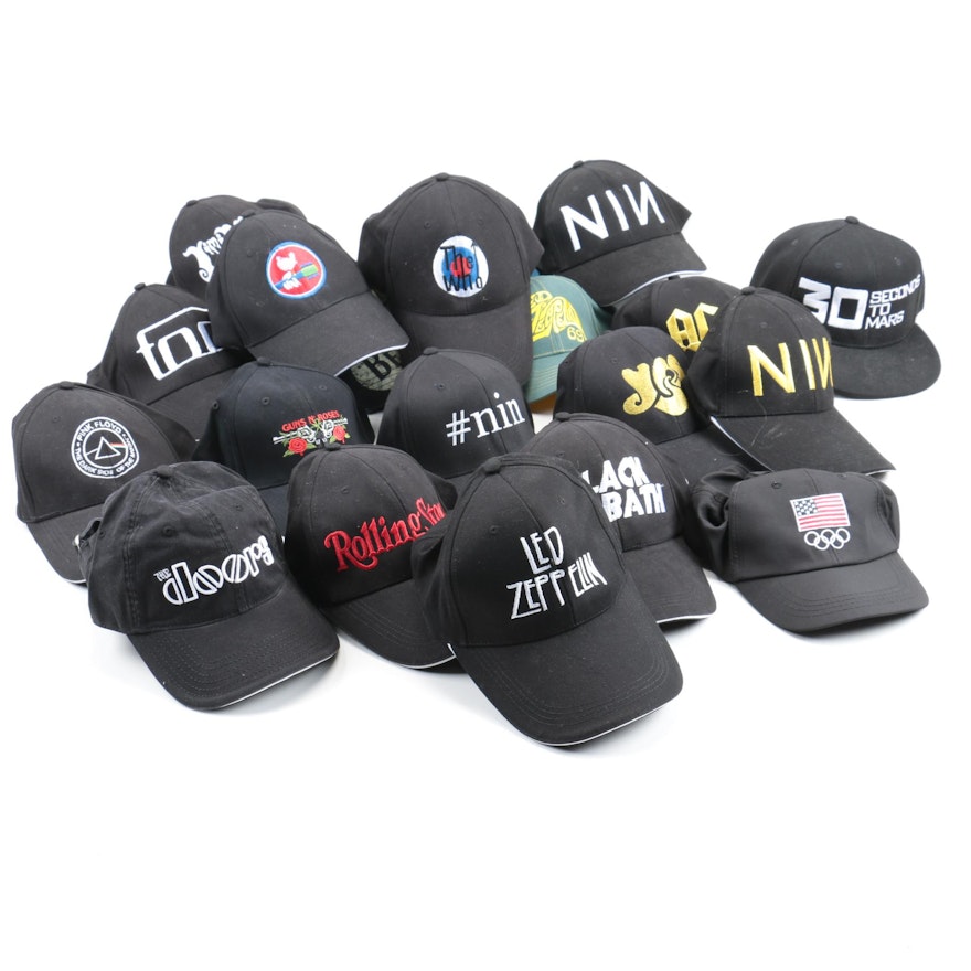 Large Assortment of Rock and Roll and Olympic Hats