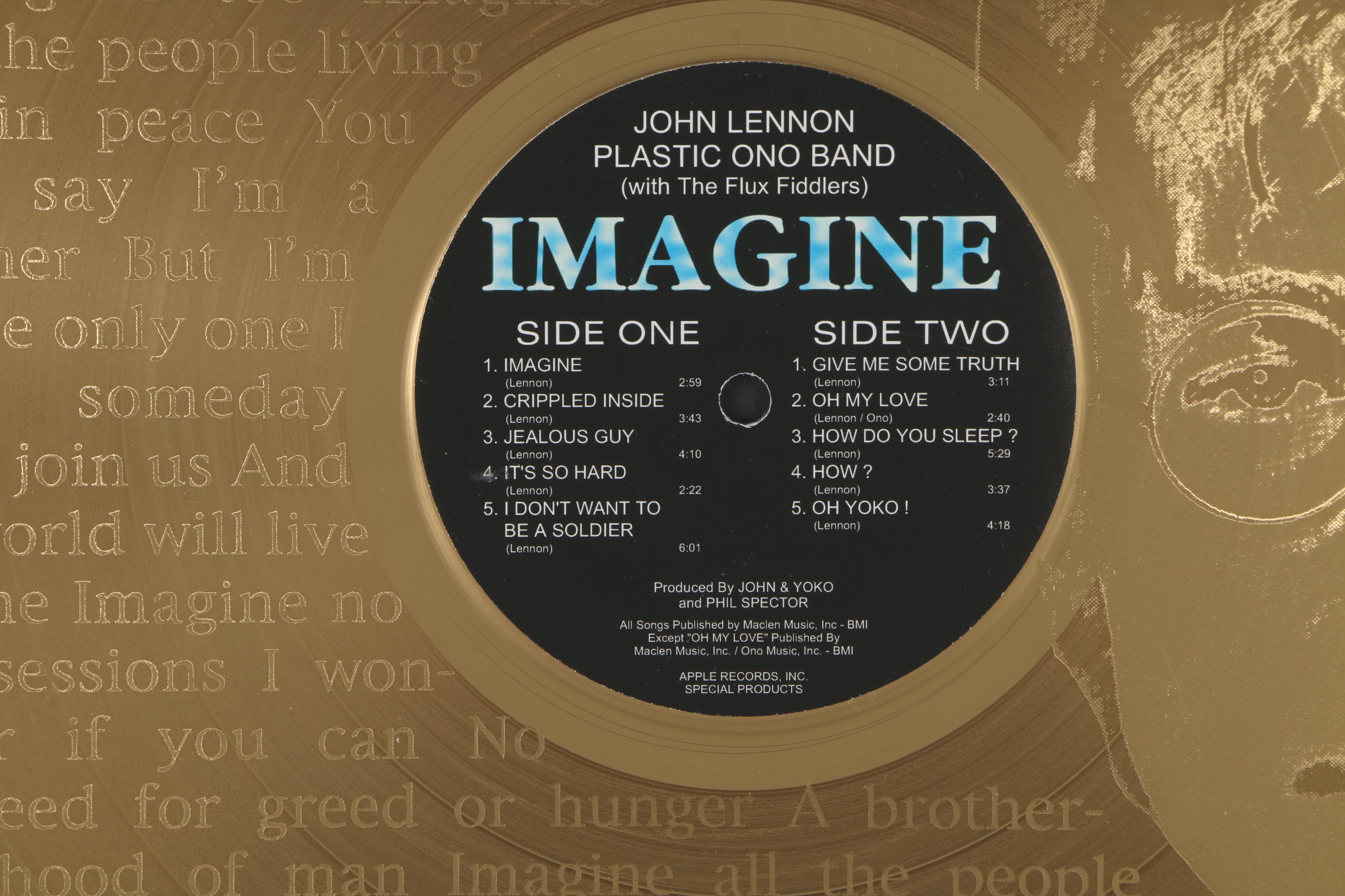 24K Gold Plated Replica LP of John Lennon's "Imagine"