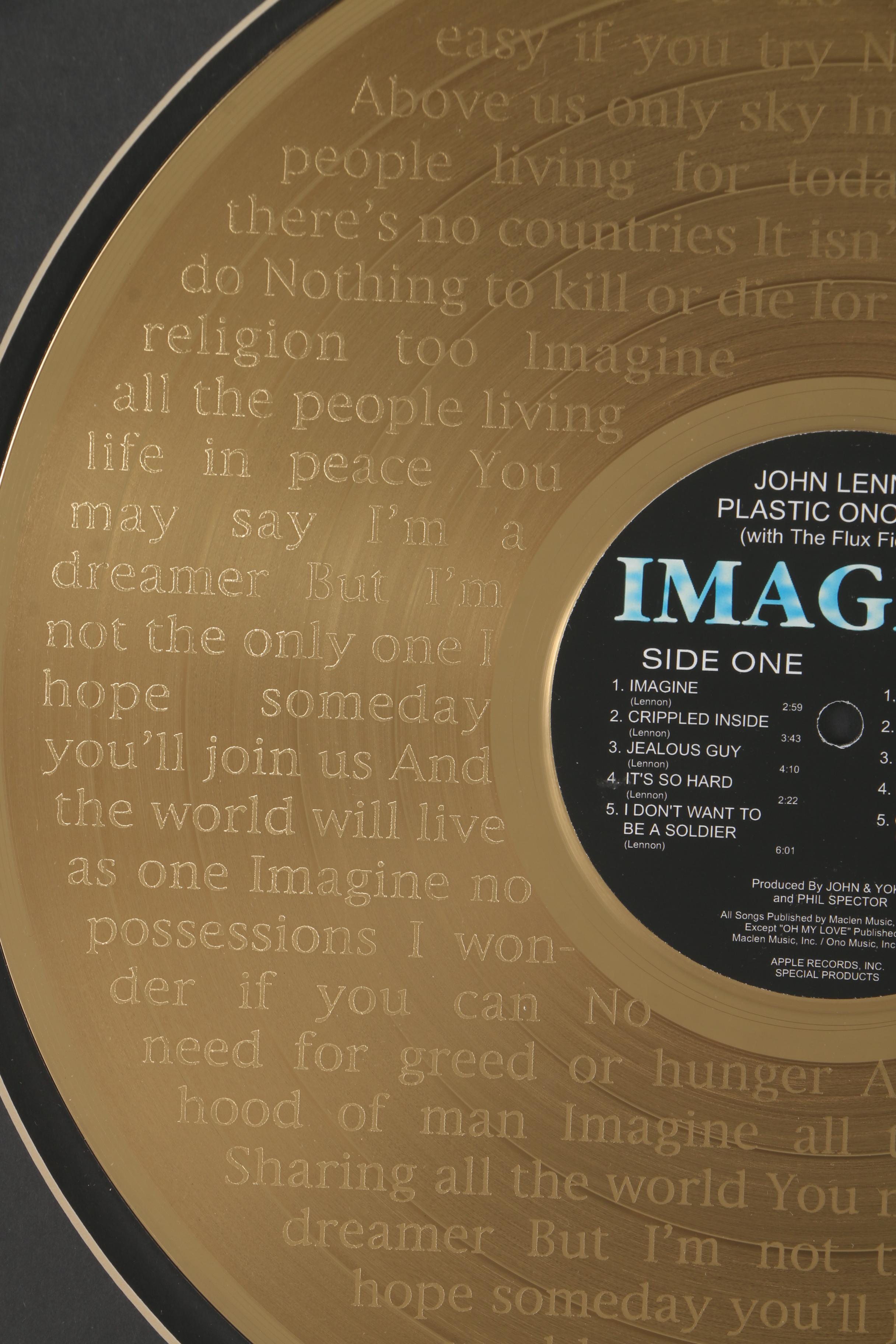 24K Gold Plated Replica LP of John Lennon's "Imagine"