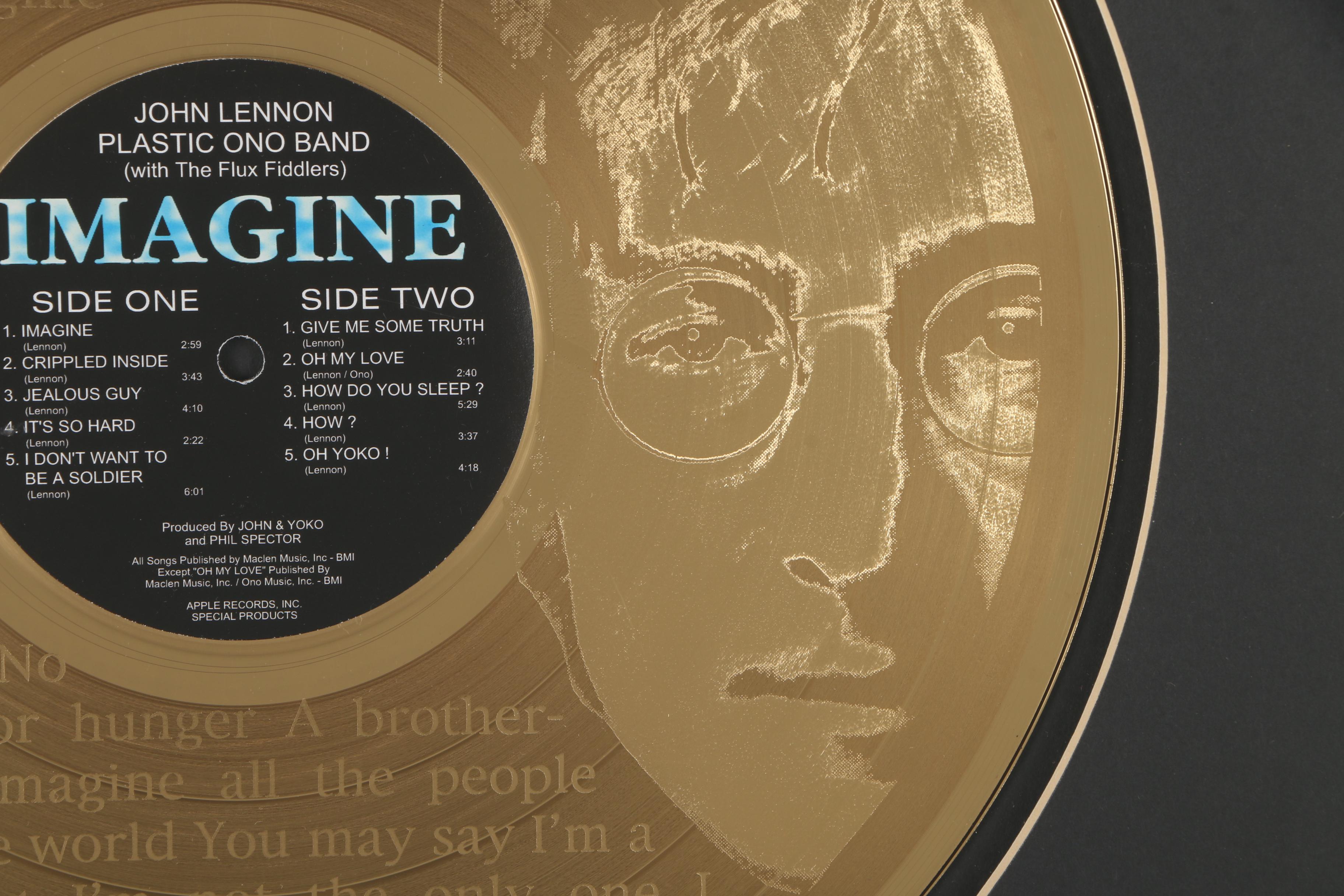 24K Gold Plated Replica LP of John Lennon's "Imagine"