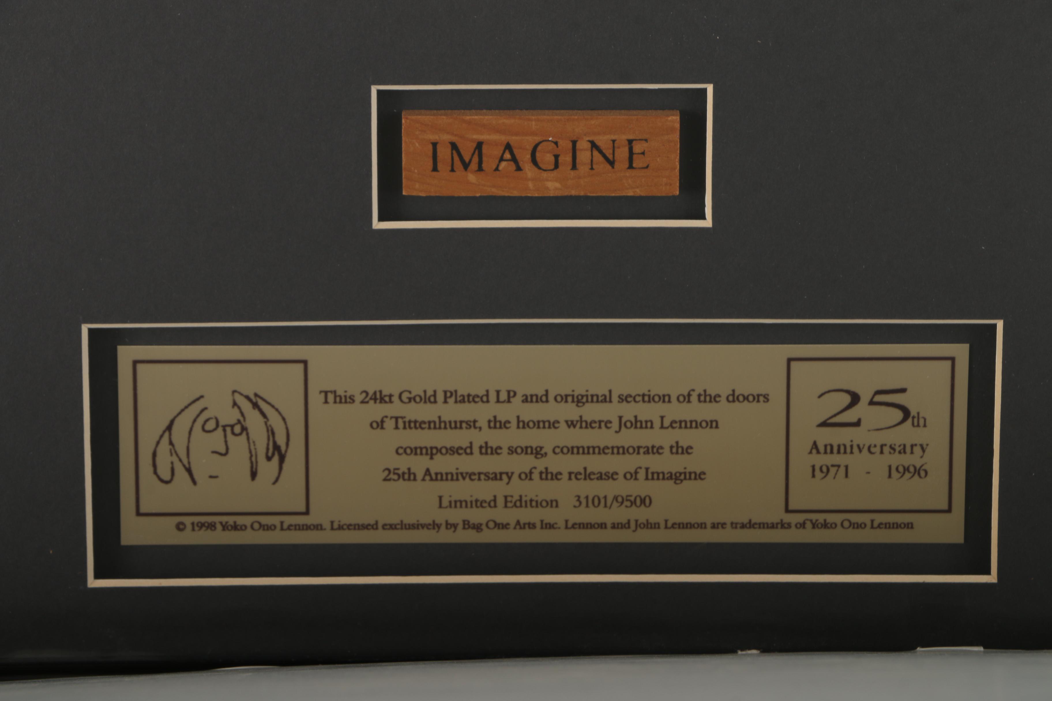 24K Gold Plated Replica LP of John Lennon's "Imagine"