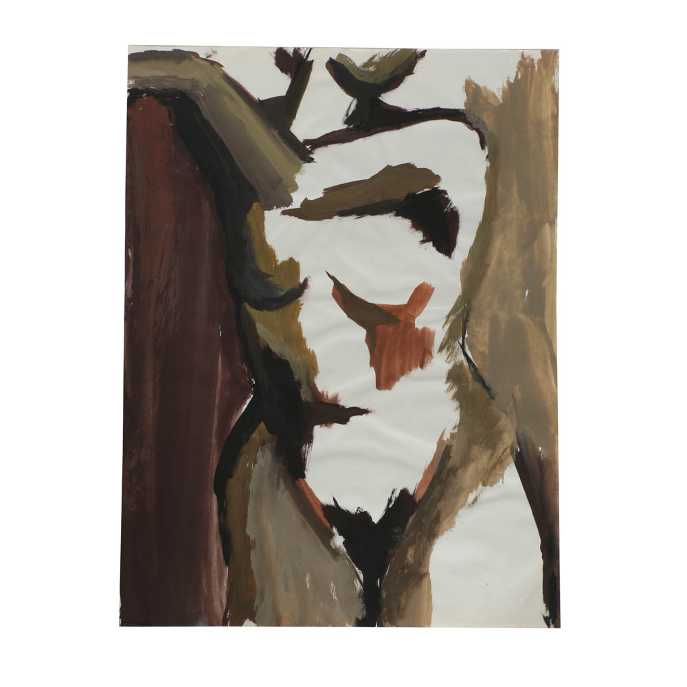 Acrylic Painting on Paper of Abstract Figure