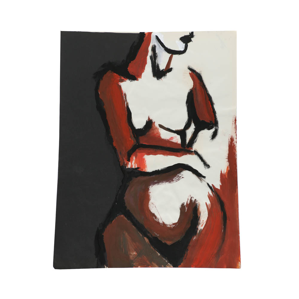 Acrylic Painting on Paper of a Female Figure