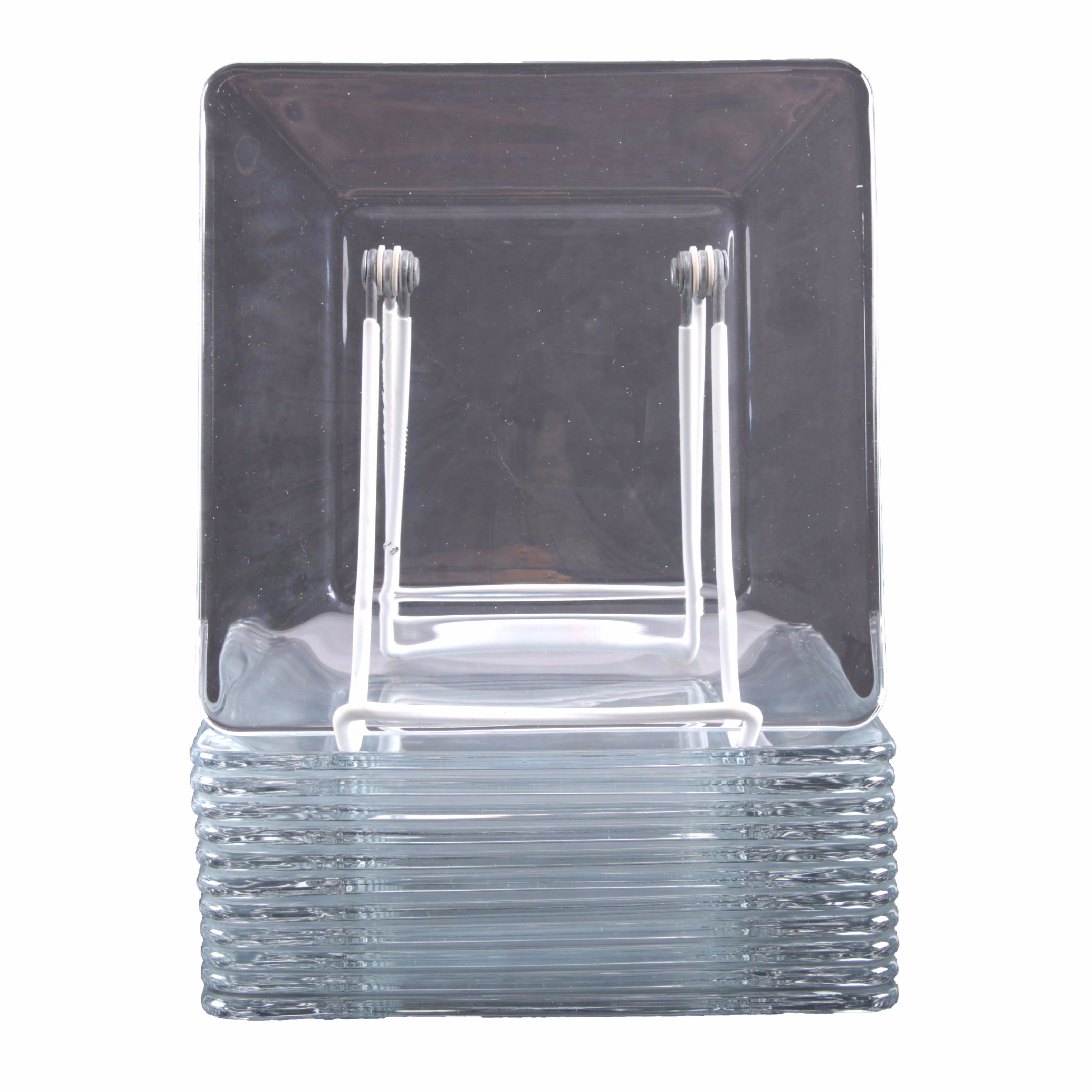 Set of Twelve Square Glass Appetizer Plates