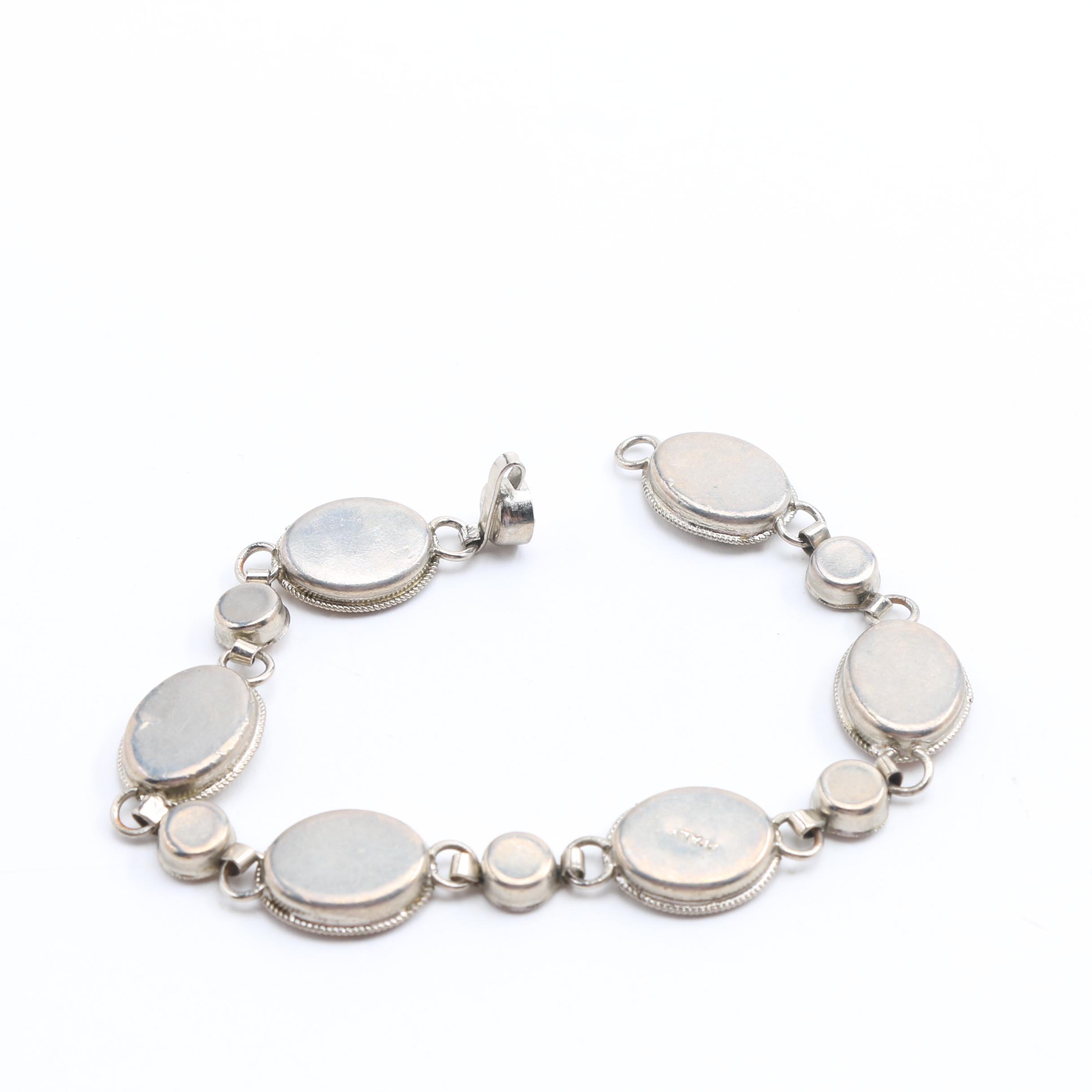 Three Italian Glass Micro Mosaic Brooches and Mosaic Bracelet