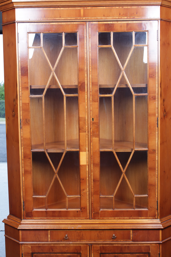 Vintage George III Style Glazed-Door Corner Cupboard