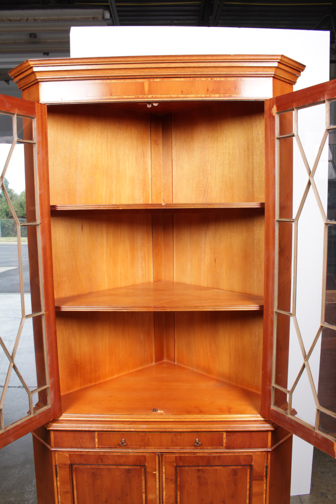 Vintage George III Style Glazed-Door Corner Cupboard
