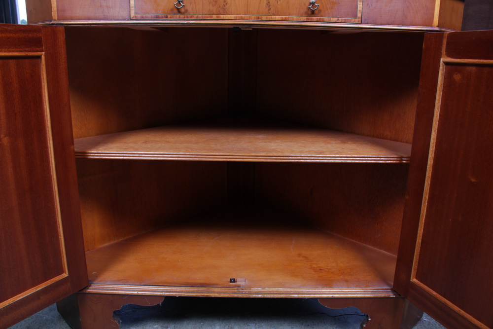 Vintage George III Style Glazed-Door Corner Cupboard