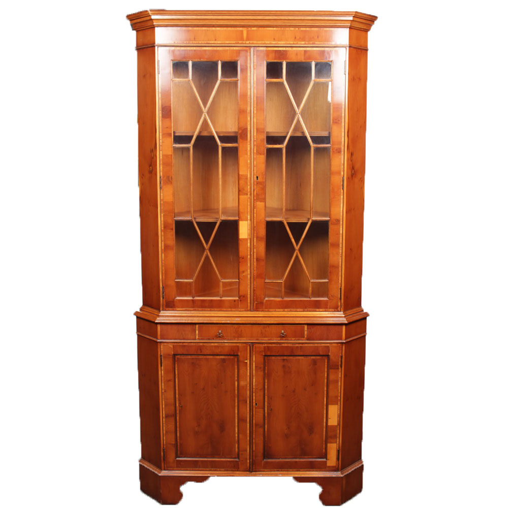 Vintage George III Style Glazed-Door Corner Cupboard