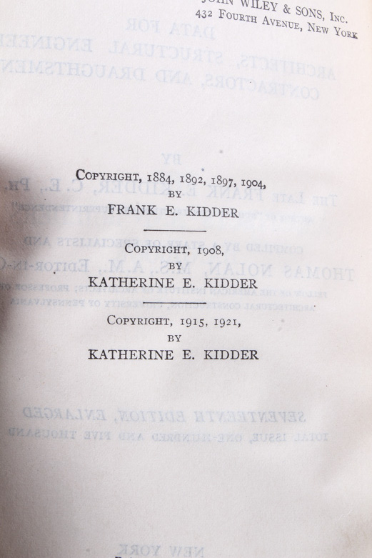 1921 "Kidder's Architects' and Builders' Handbook"