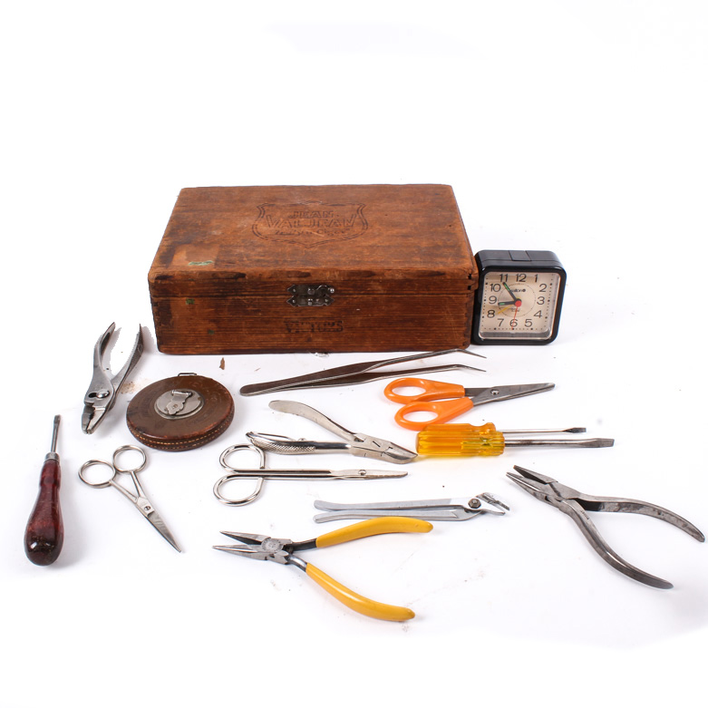 Jean Val Jean Cigar Box Filled with Assorted Small Tools