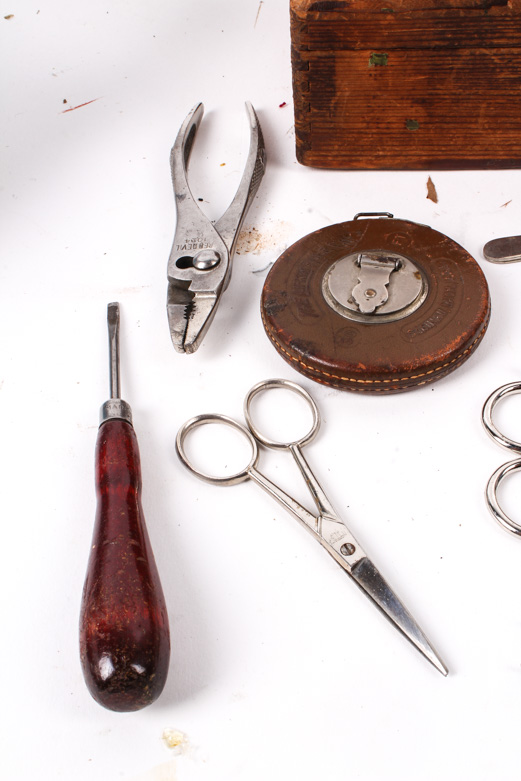 Jean Val Jean Cigar Box Filled with Assorted Small Tools